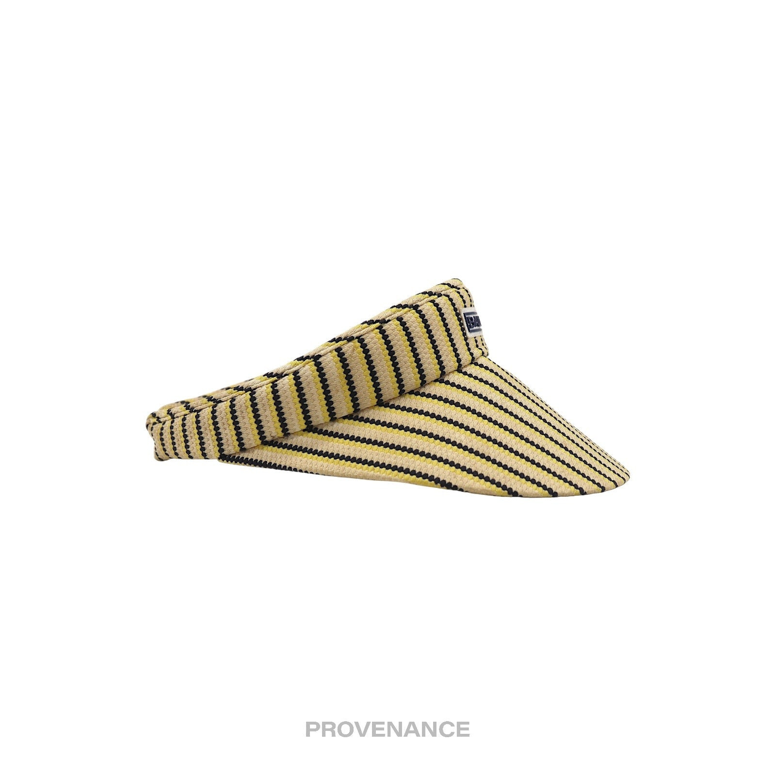 Balenciaga Logo Visor - Rattan Striped Black Yellow Straw - 7