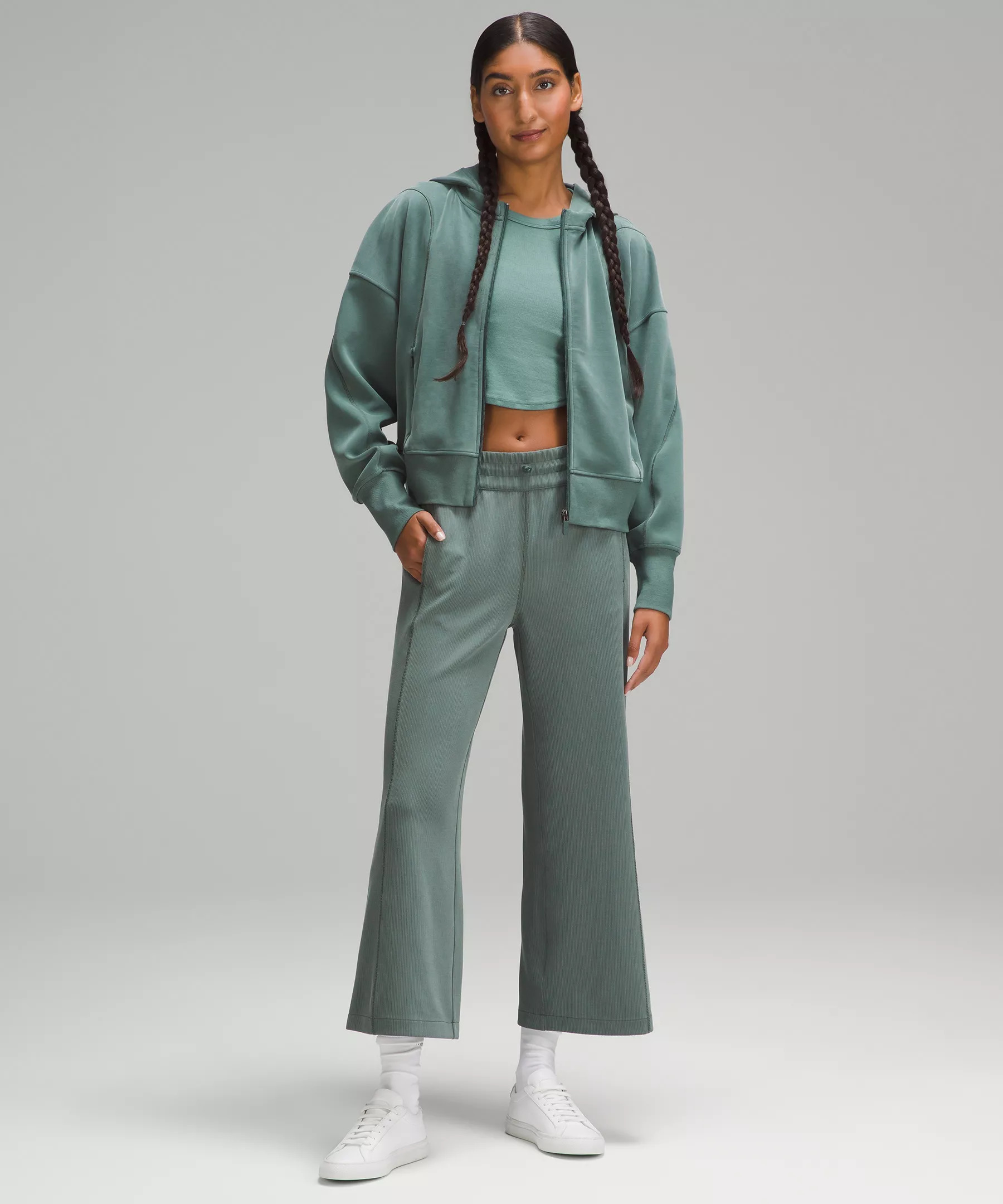 Ribbed Softstreme Mid-Rise Wide-Leg Cropped Pant 25" - 2