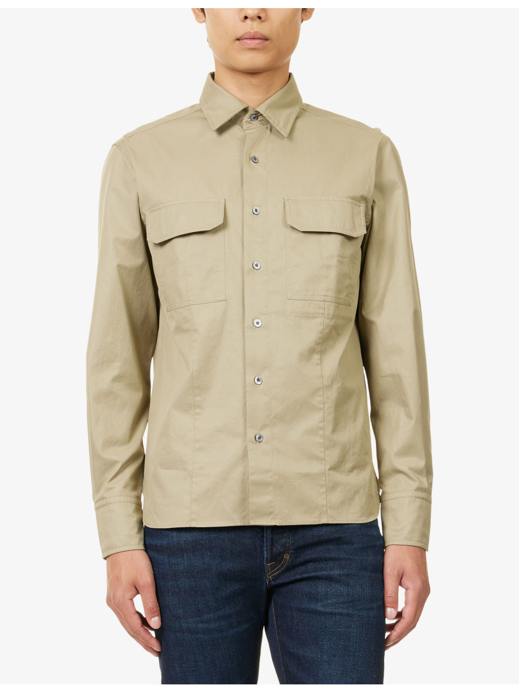 Patch-Pocket Tailored Cotton Overshirt - 3