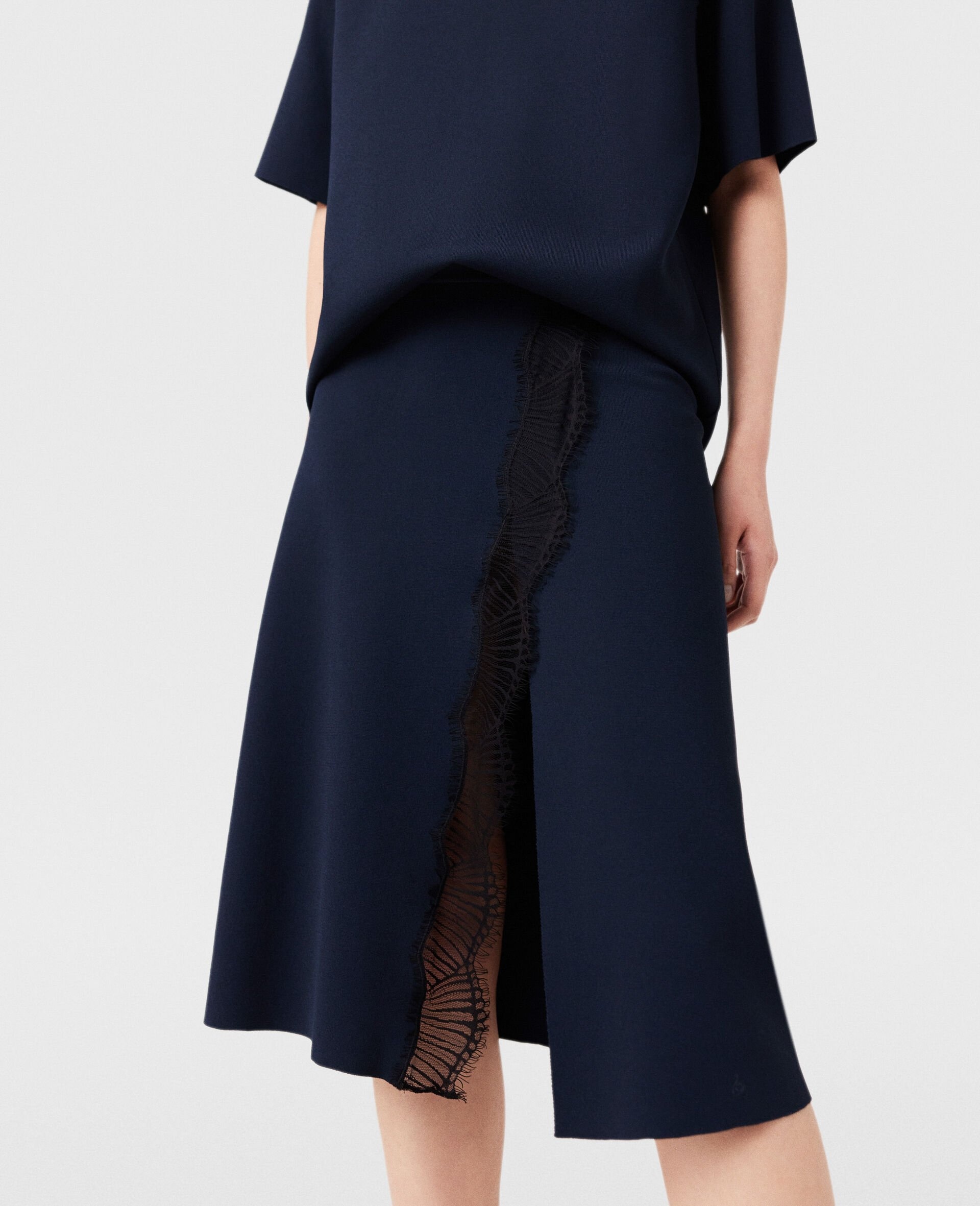 Lace Insert Mid-Rise Midi Skirt - 4