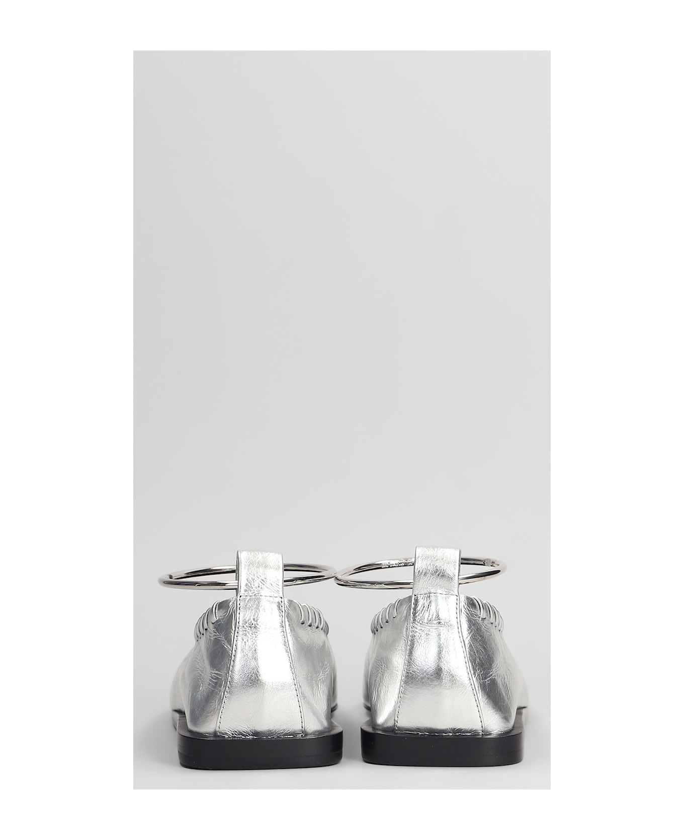 Ballet Flats In Silver Leather - 4