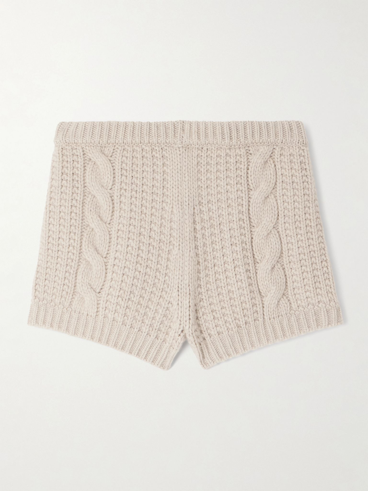 Ribbed and cable-knit cashmere shorts Beige - 1