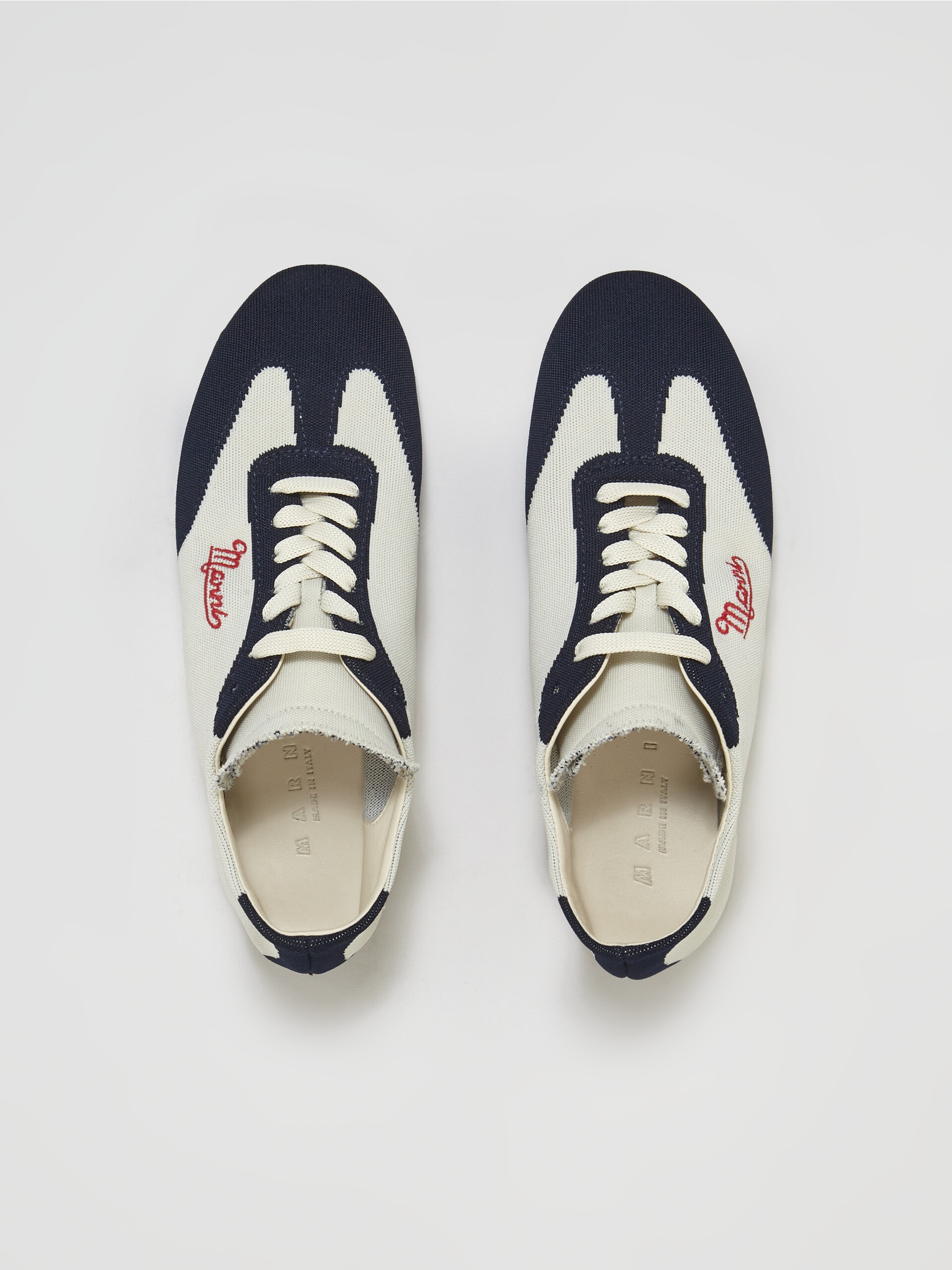 BEIGE AND BLUE STRETCH JACQUARD PEBBLE SNEAKER - 4