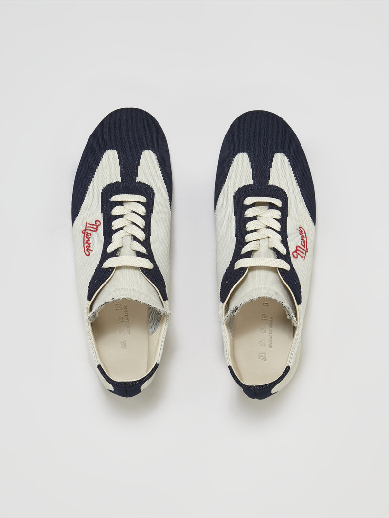 BEIGE AND BLUE STRETCH JACQUARD PEBBLE SNEAKER 4
