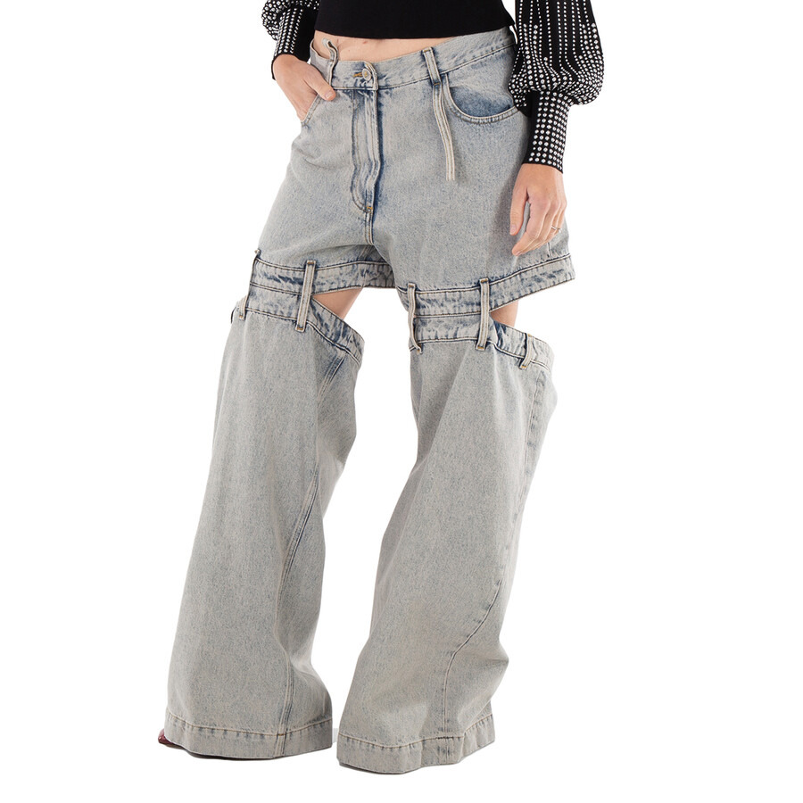 The Attico Ladies Grey Denim Ashton Long Pants - 4