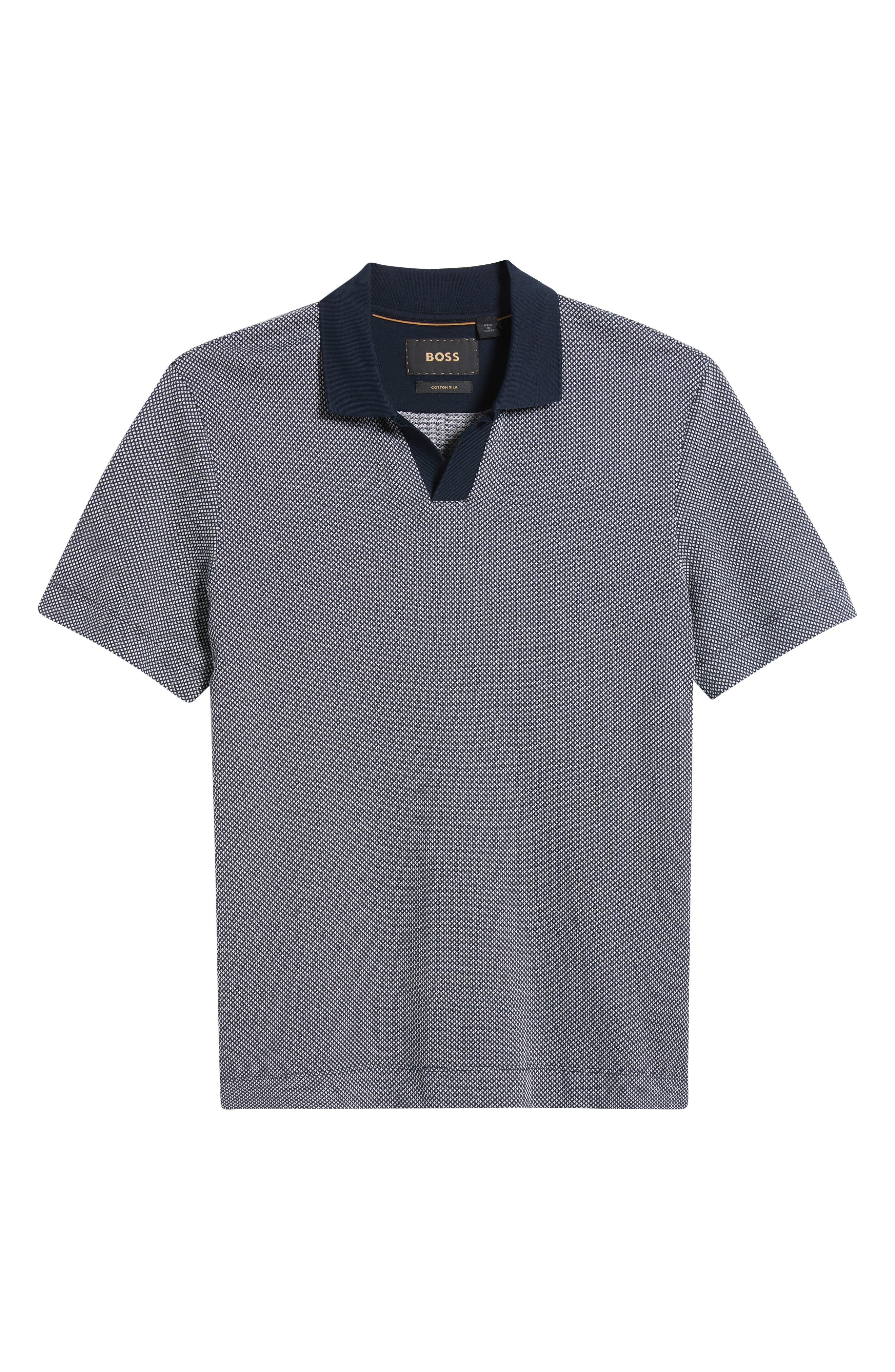 BOSS Parson Cotton & Silk Polo in Dark Blue at Nordstrom - 5