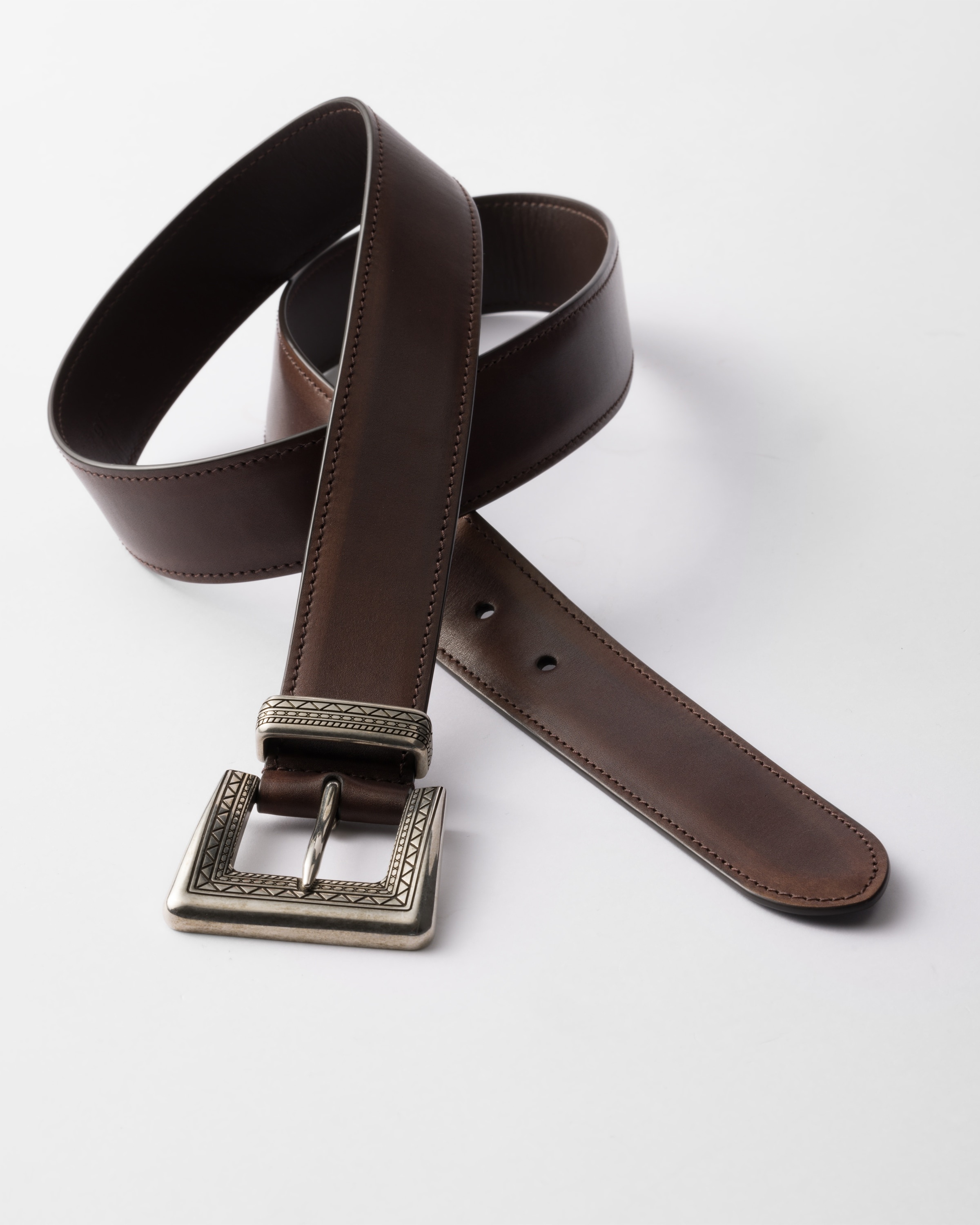 Antiqued leather belt - 3