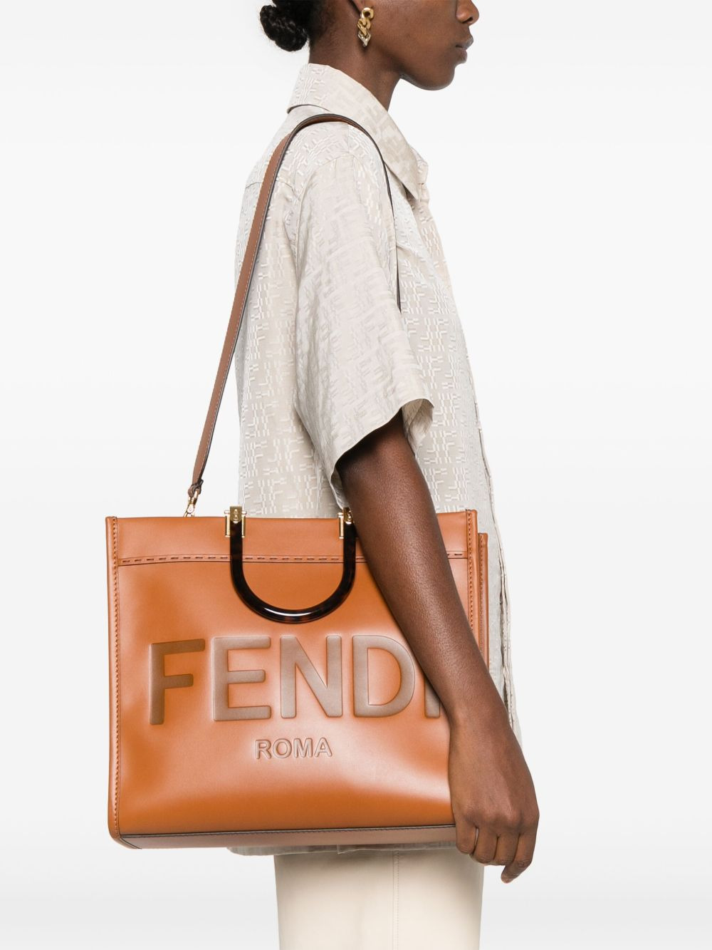 Sunshine logo-debossed leather tote - 2