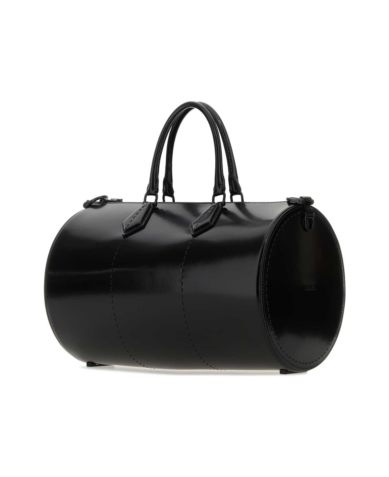 Black Leather Brushedrolll Handbag - 2