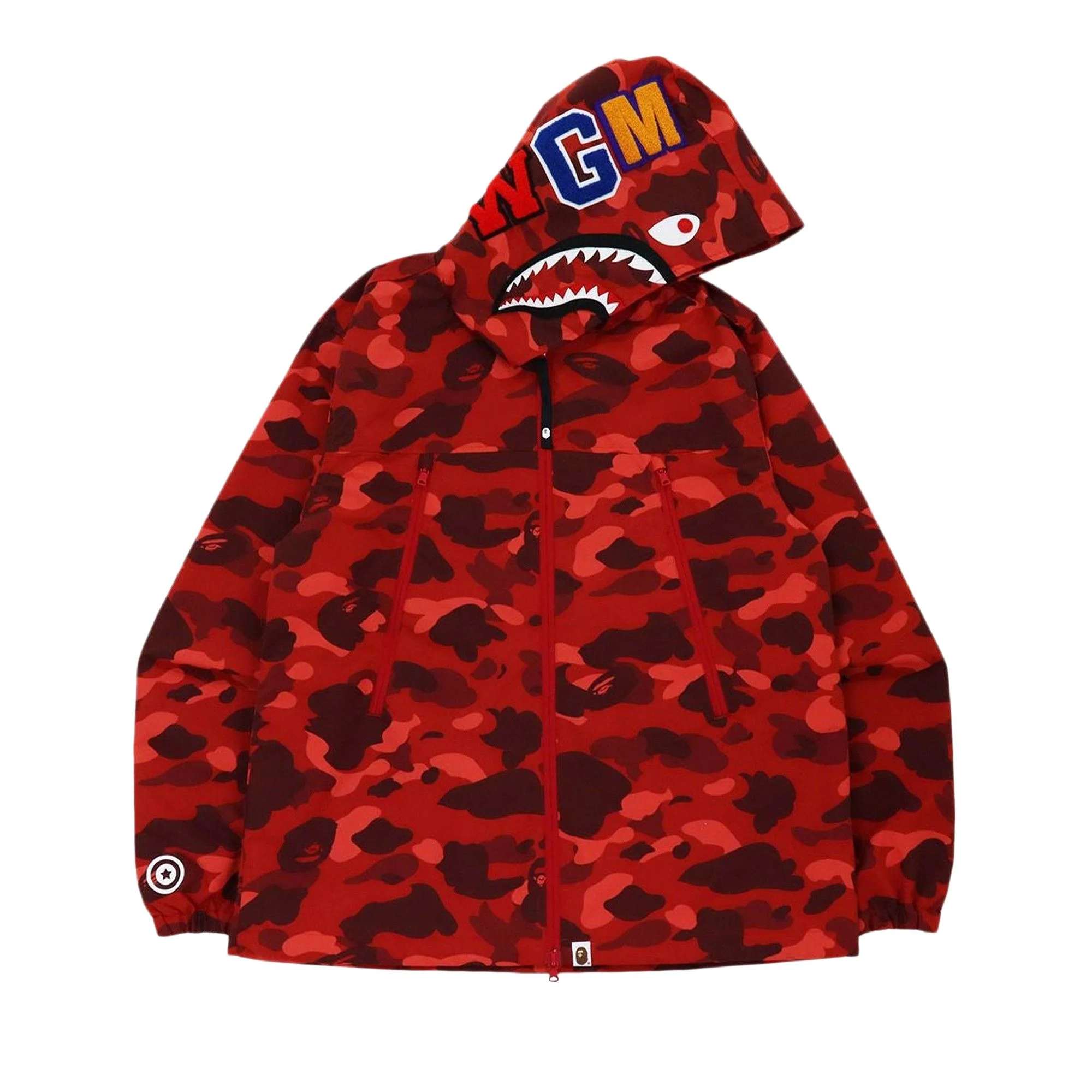 BAPE Color Camo Shark Hoodie Jacket 'Red' - 1
