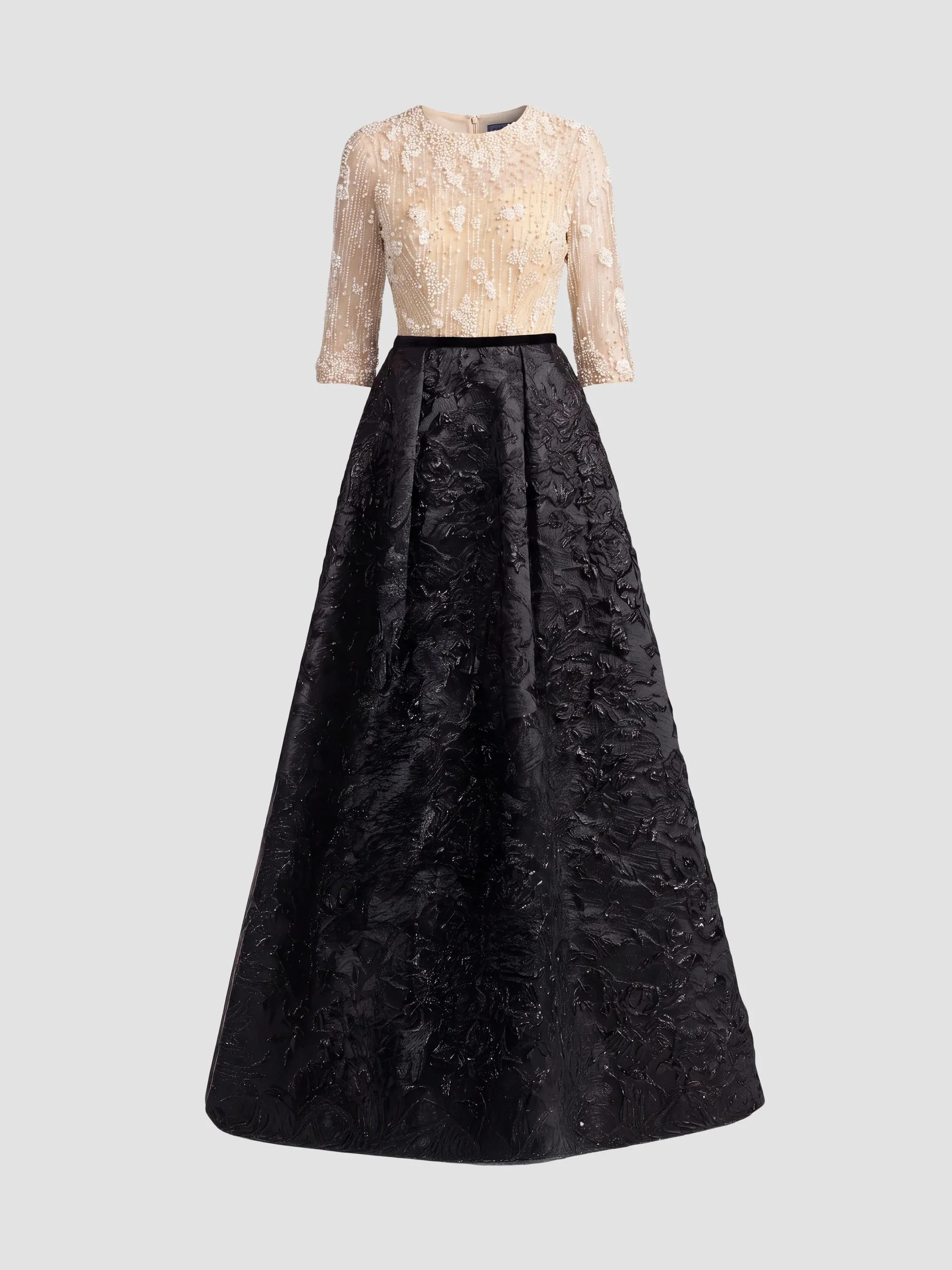Women's Two-Tone Crêpe Brocade Ball Gown - Beige Black - 1