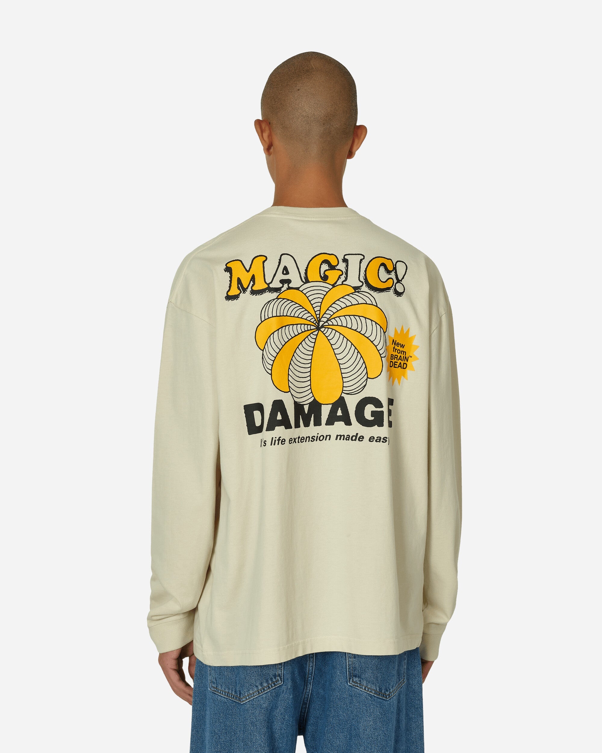BRAIN DEAD Magic Damage Longsleeve T-Shirt Ivory | slamjam