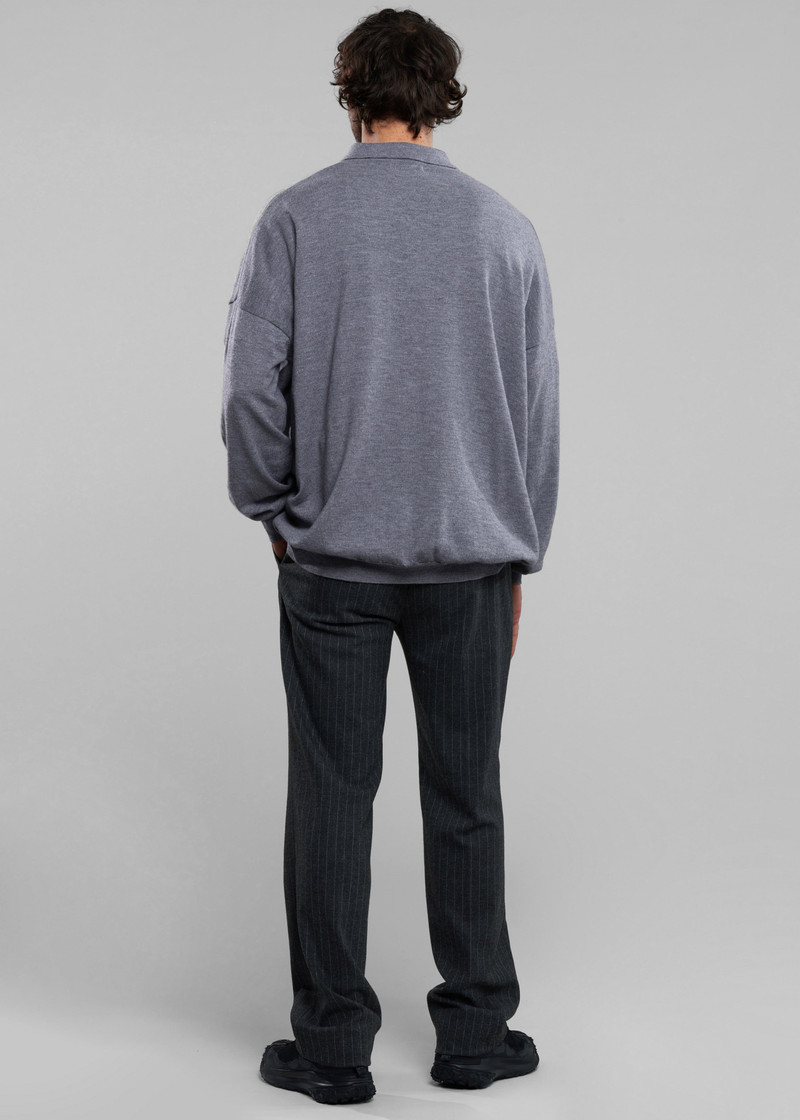Meriel Wool Polo Sweater - Grey 16