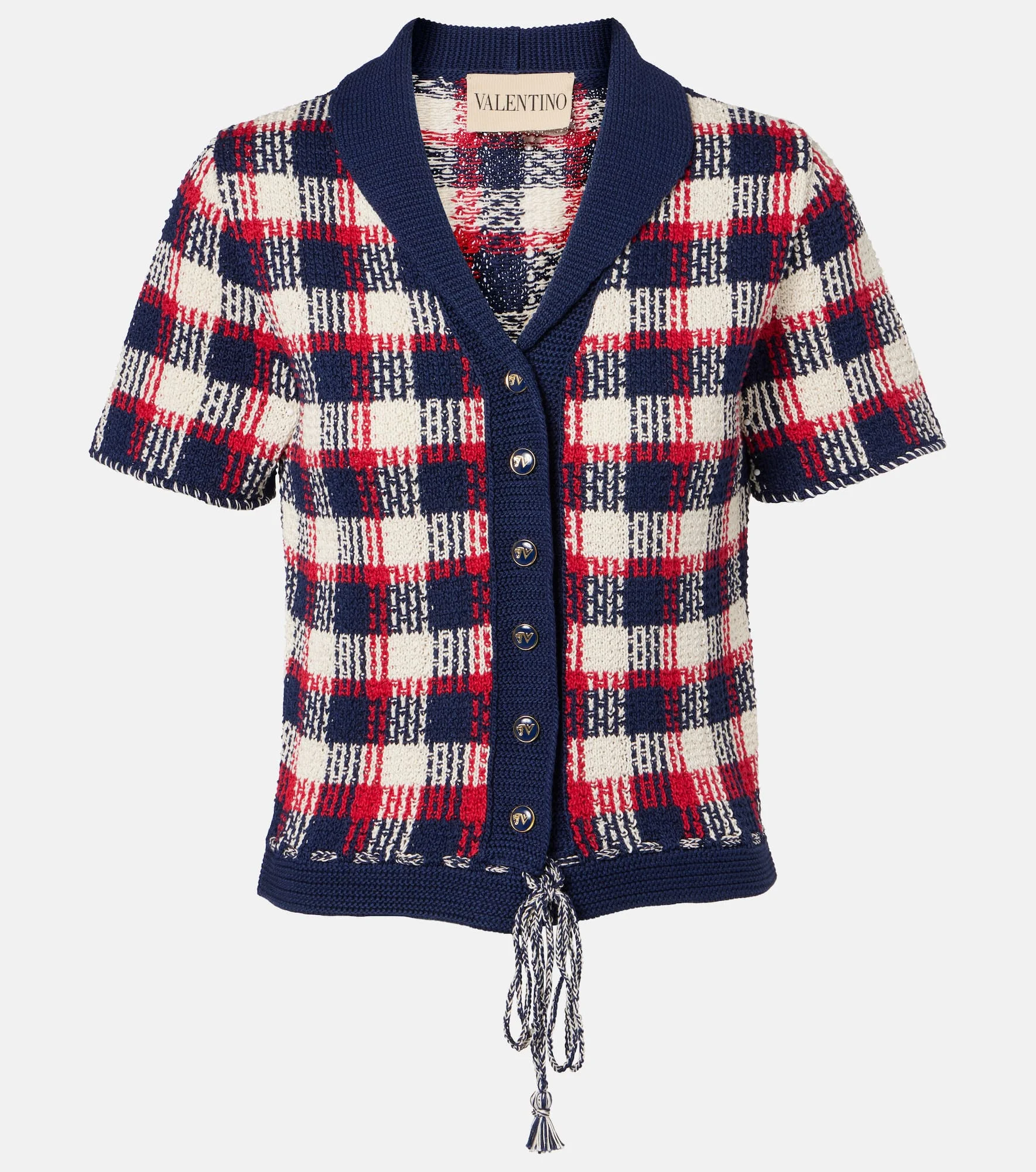 Checked cotton cardigan - 1