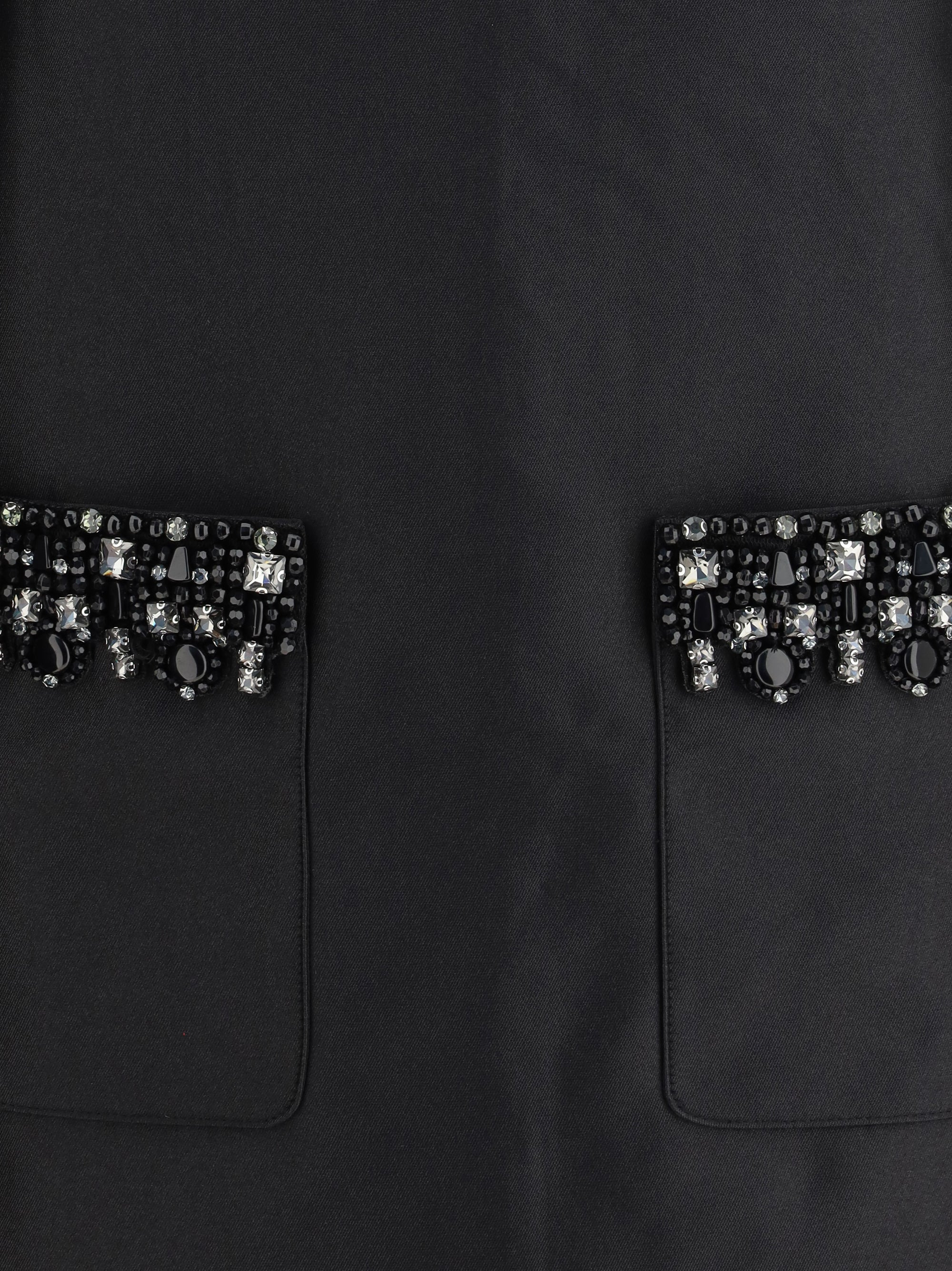 Self-Portrait Women Black Taffeta Embellished Trim Mini Dres - 3