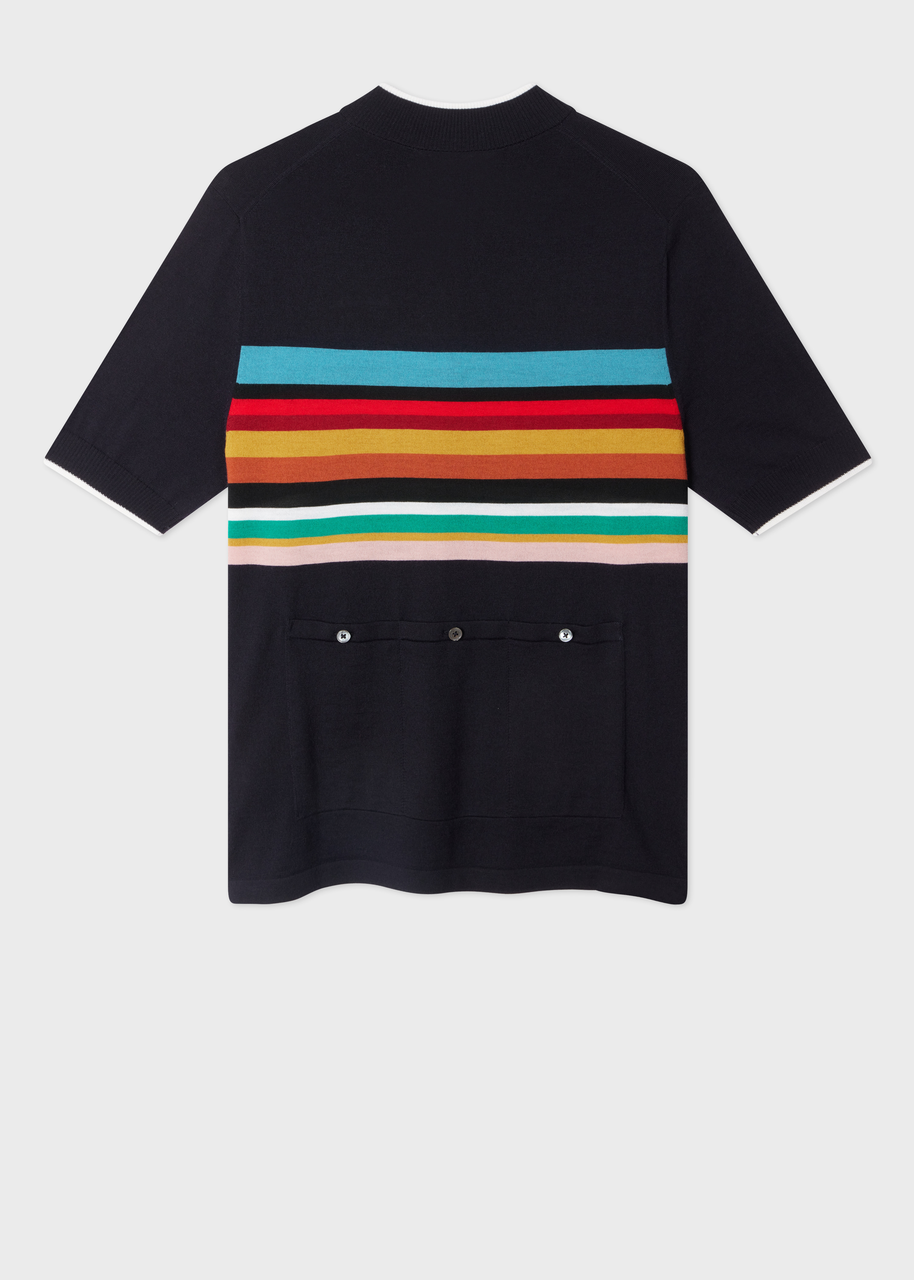 Navy 'Signature Stripe' Merino Wool Knitted Cycle Jersey - 2