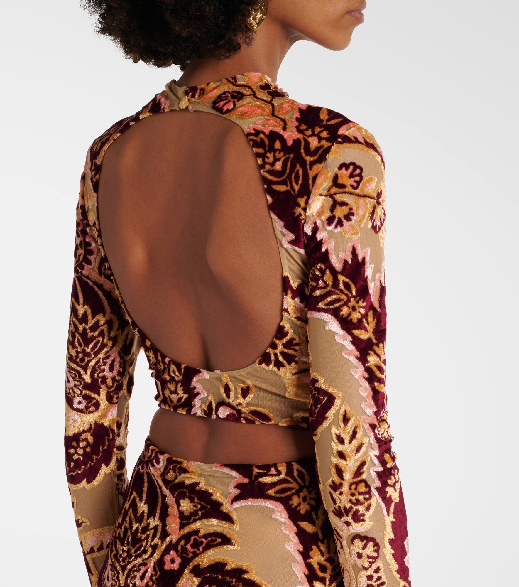 Paisley tulle and velvet jacquard crop top - 5