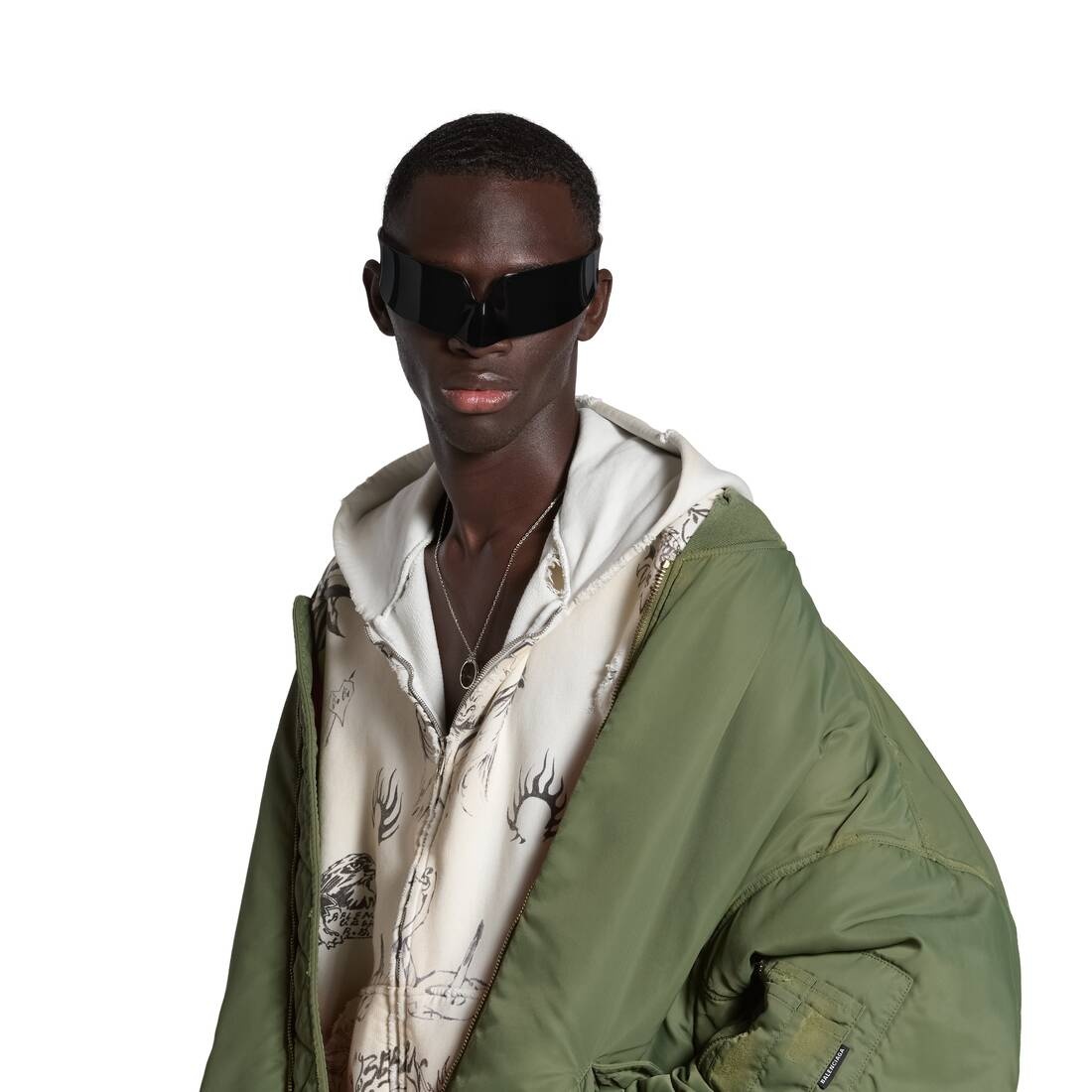 Off Shoulder Bomber in Dark Green - 5