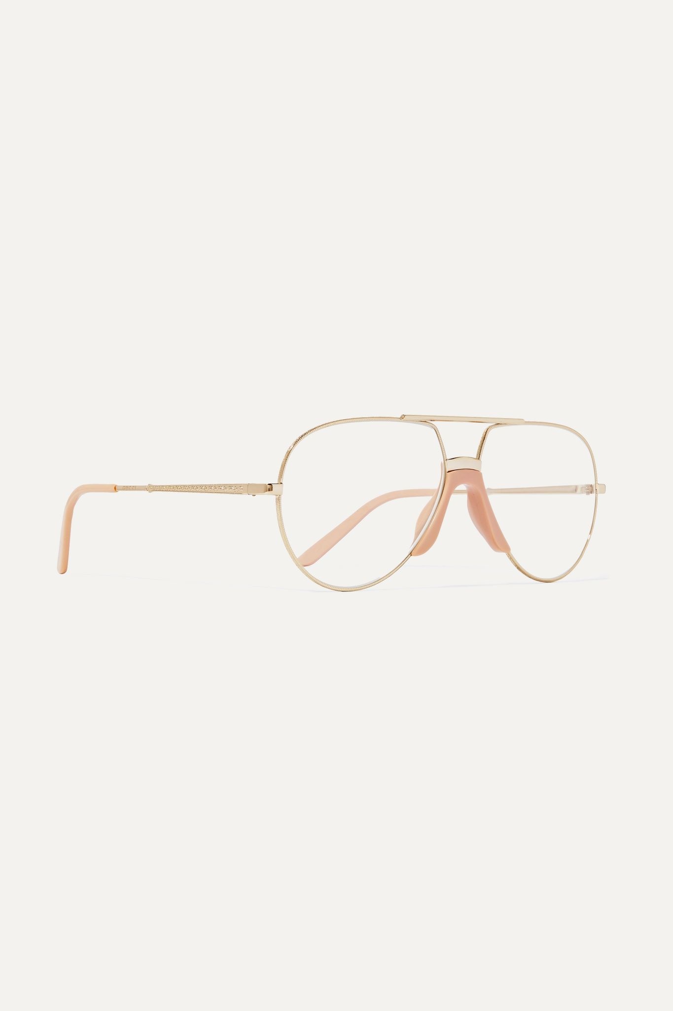 Aviator-style gold-tone and acetate optical glasses - 3