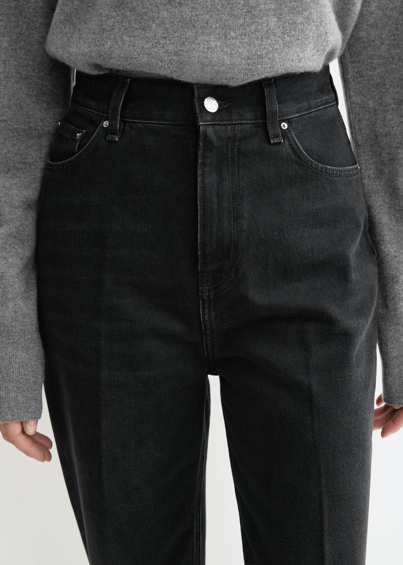Tapered leg denim faded black 5