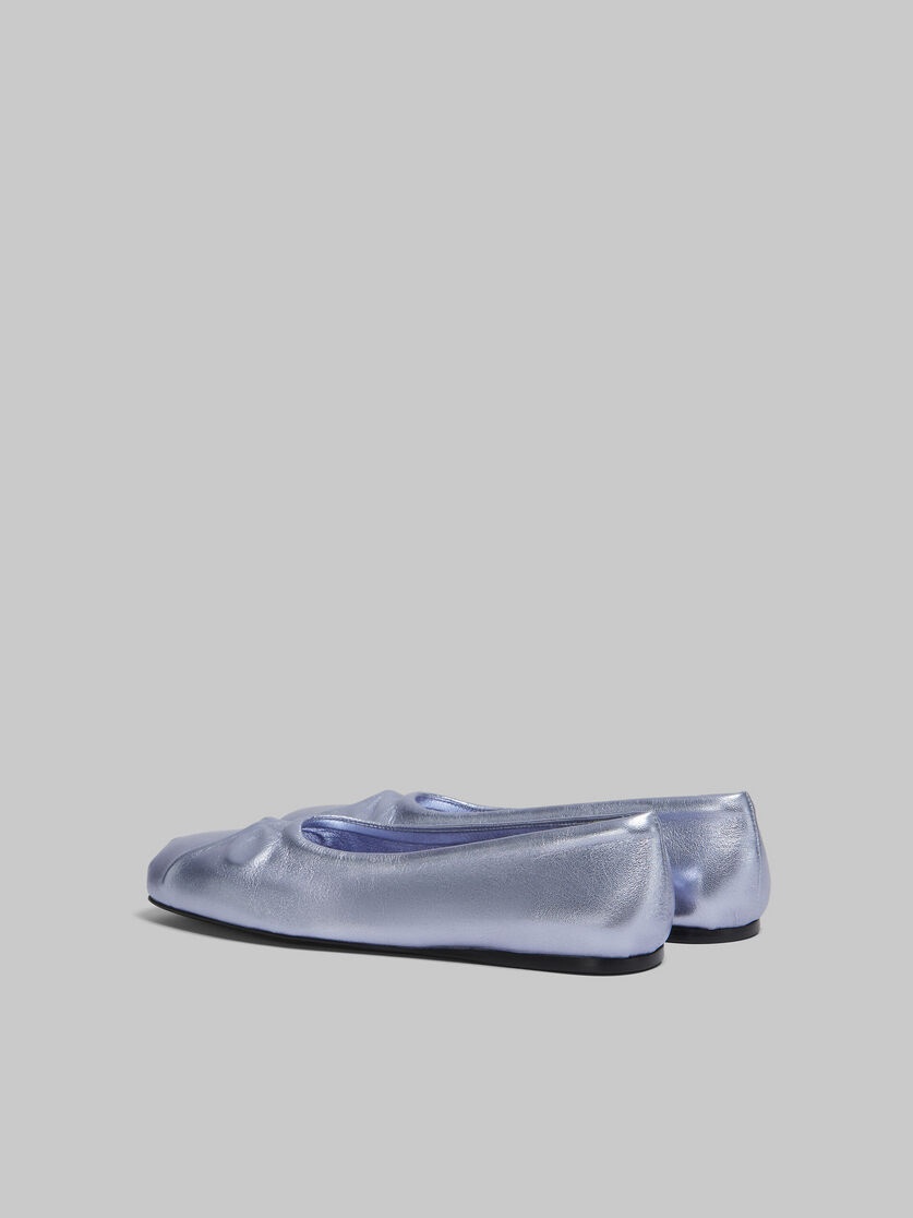 LIGHT BLUE NAPPA LEATHER SEAMLESS LITTLE BOW BALLET FLAT - 3