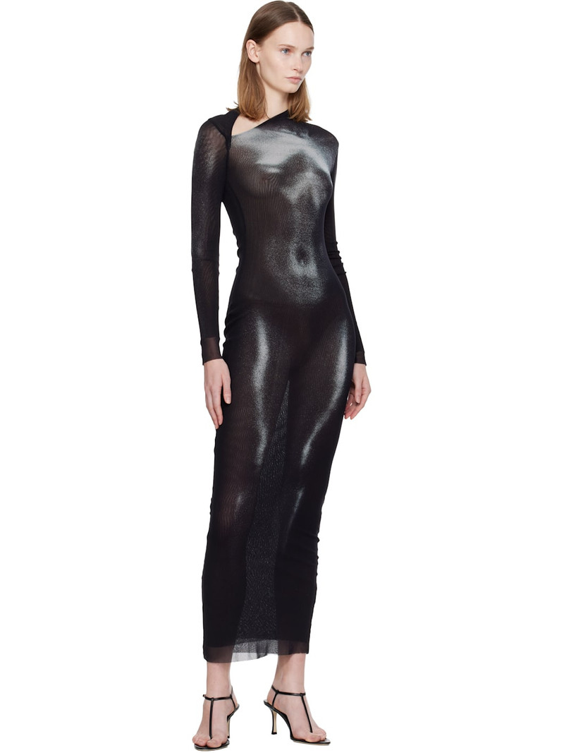 Jean Paul Gaultier Black 'The Long Silver Body Dust' Maxi Dress outlook