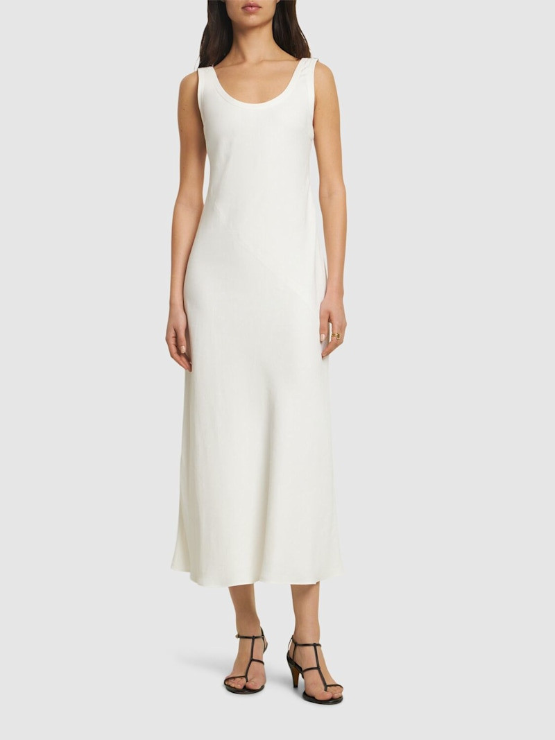 Brunello Cucinelli Fluid linen blend twill long dress outlook