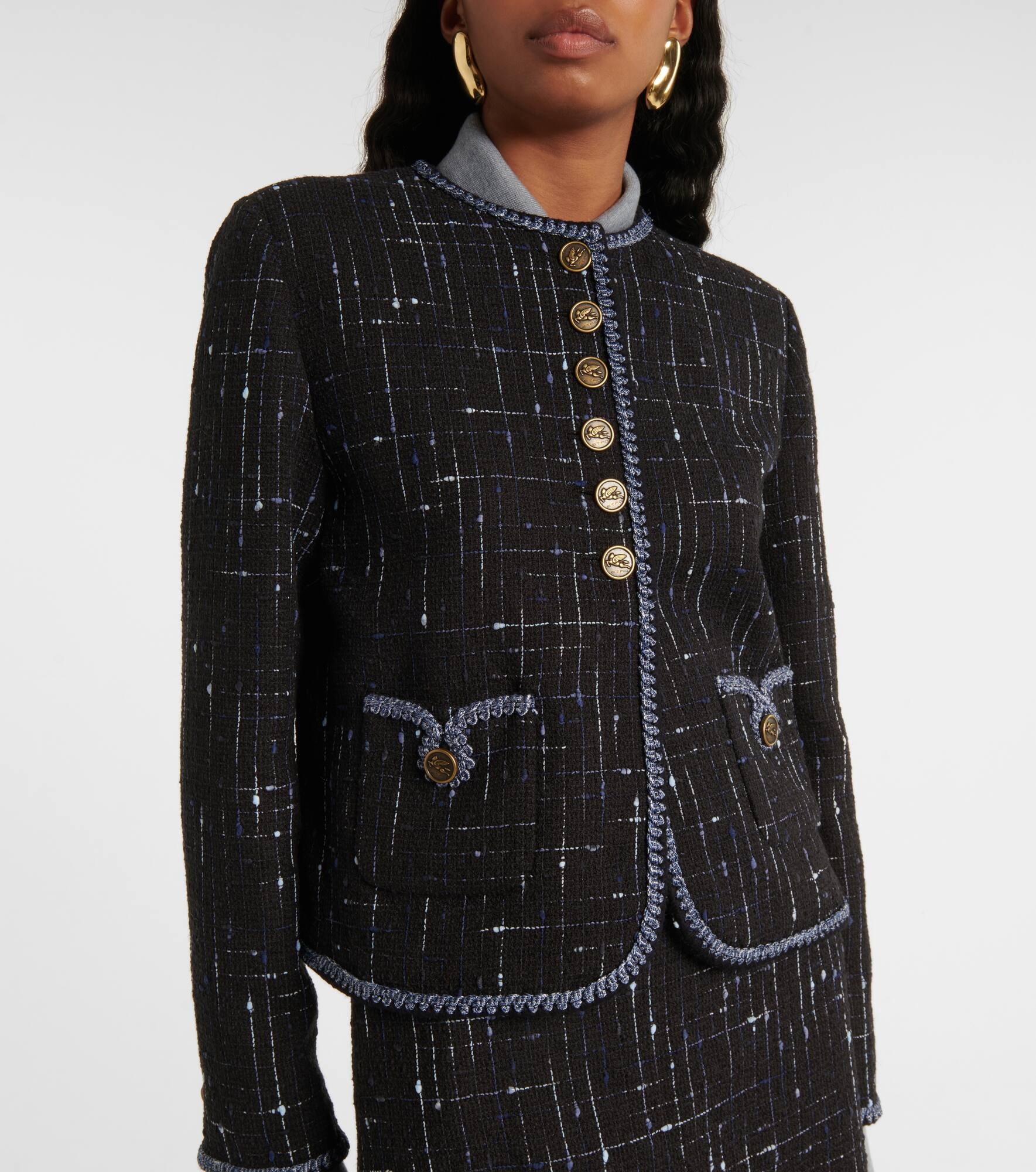 Cotton and linen-blend tweed jacket - 4