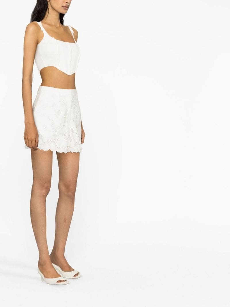 embroidered high-waisted shorts - 4