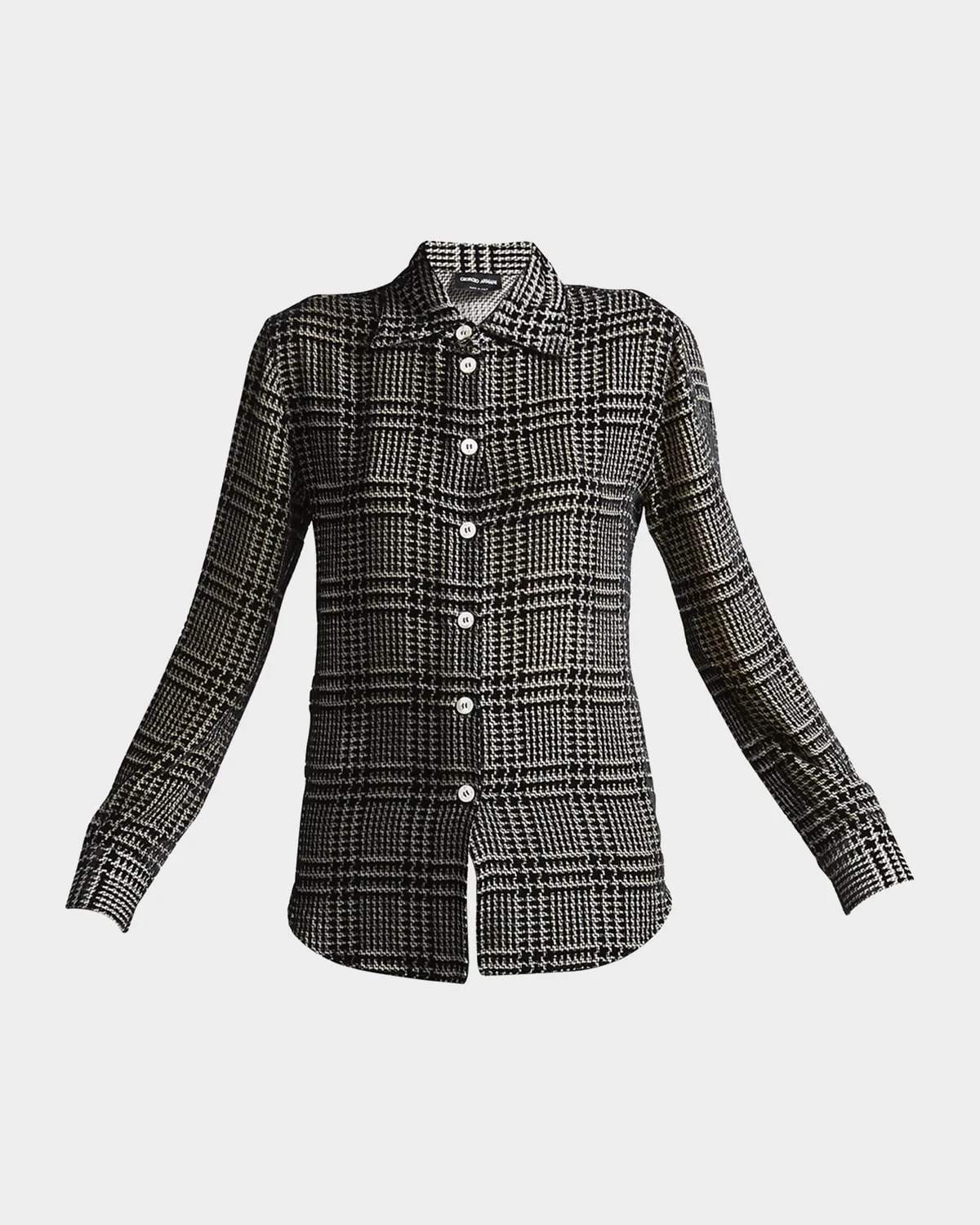 Flocked Check Silk Blouse - 1