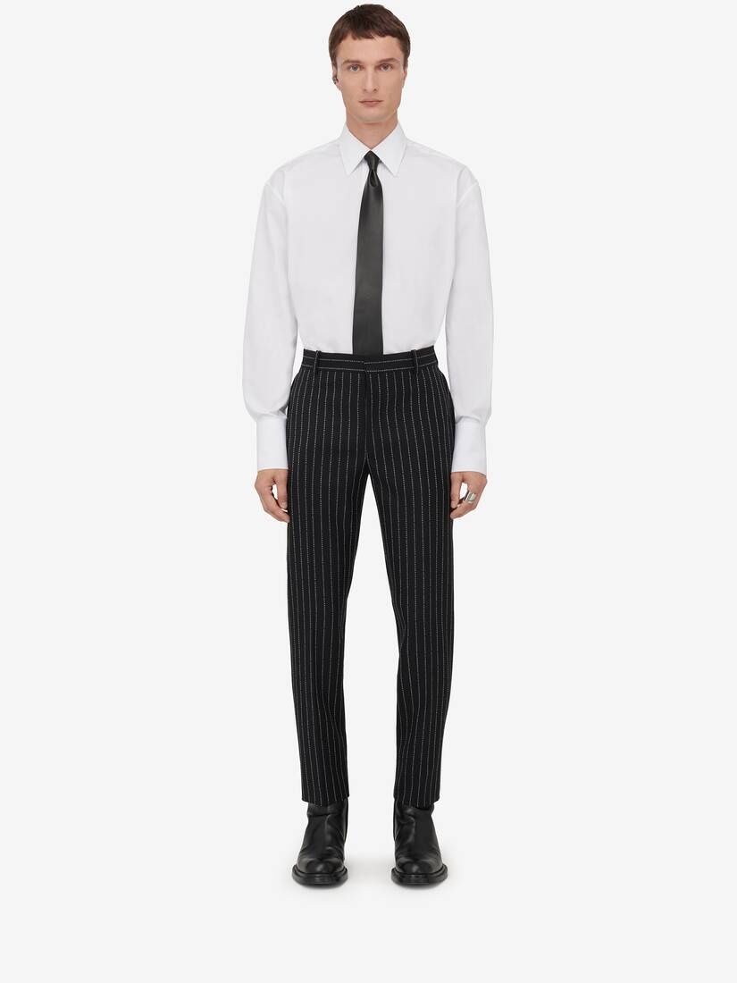 Men's Tailored Cigarette Trousers in Black/white - 2