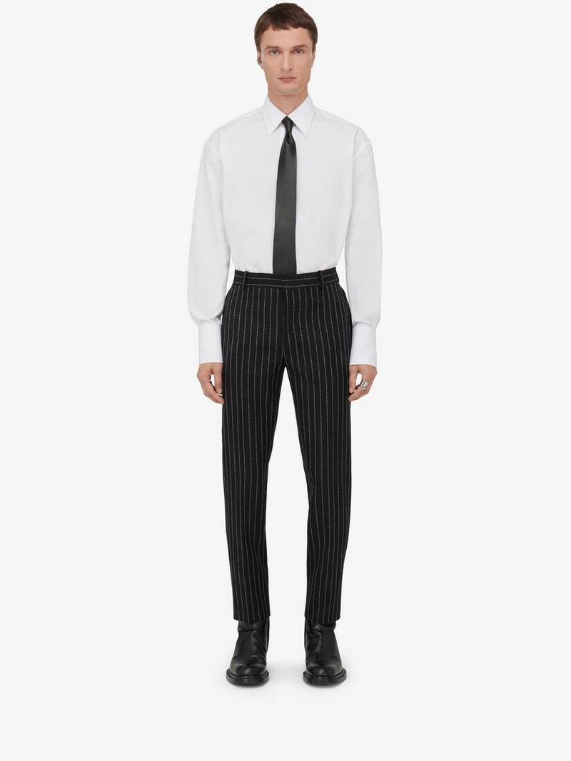 Alexander McQueen Men's Tailored Cigarette Trousers in Black/white outlook