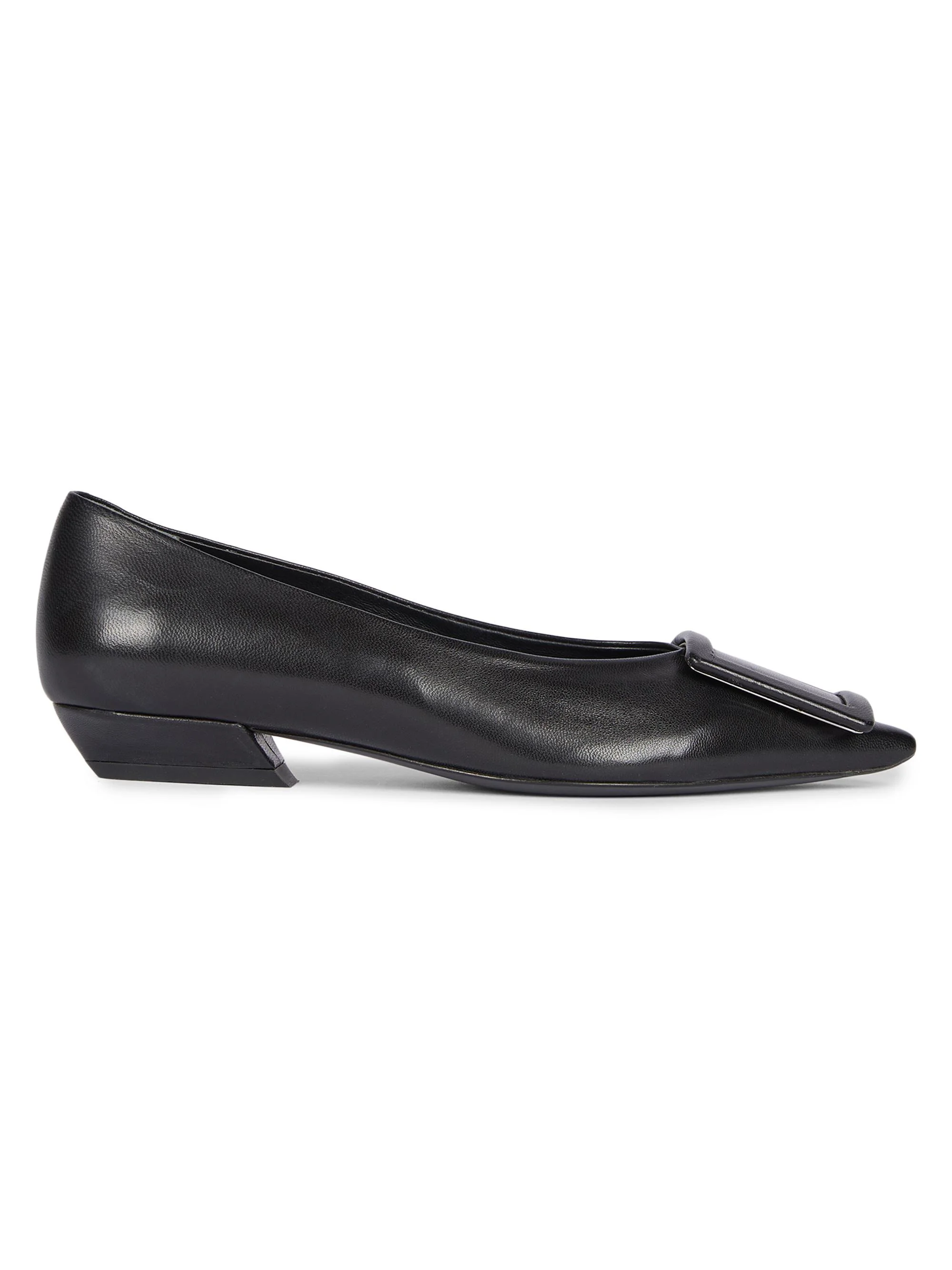 Women's Leather Ballerina Flats - Nero - 1