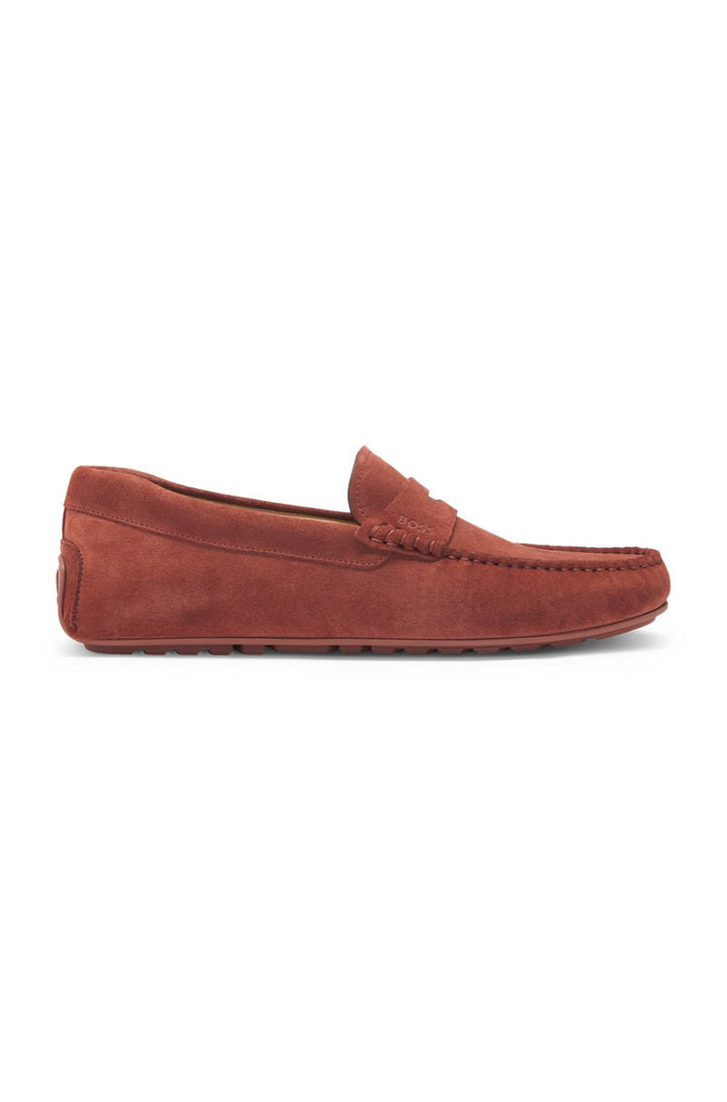 PORTUGUESE-CRAFTED MOCCASIN LOAFERS IN SUEDE WITH PENNY TRIM 1