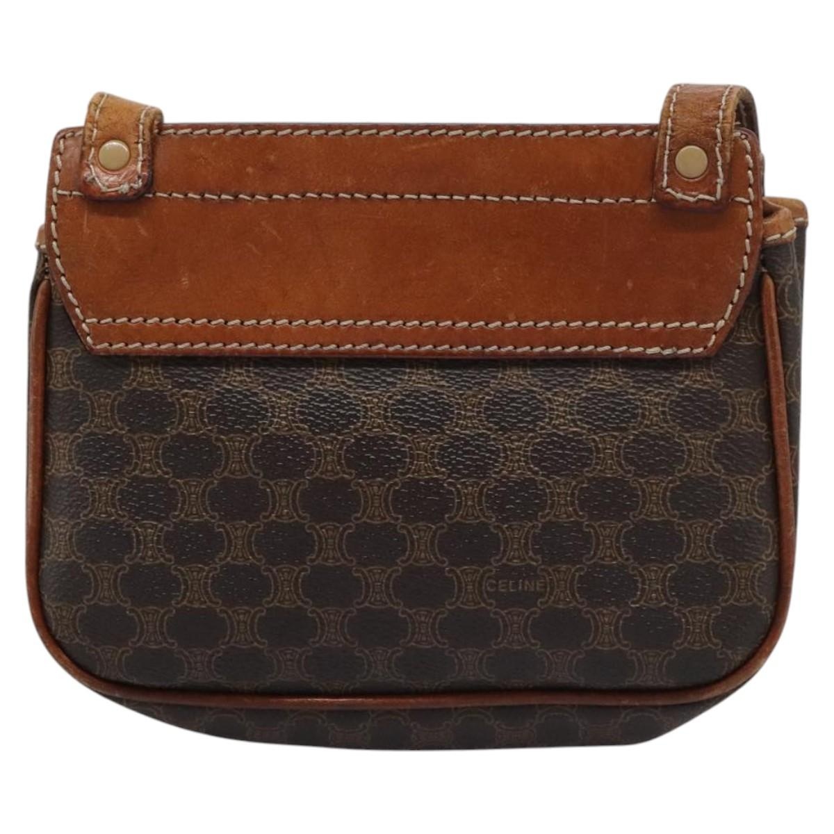 CELINE Macadam Canvas Shoulder Bag Pvc Leather Brown - 2