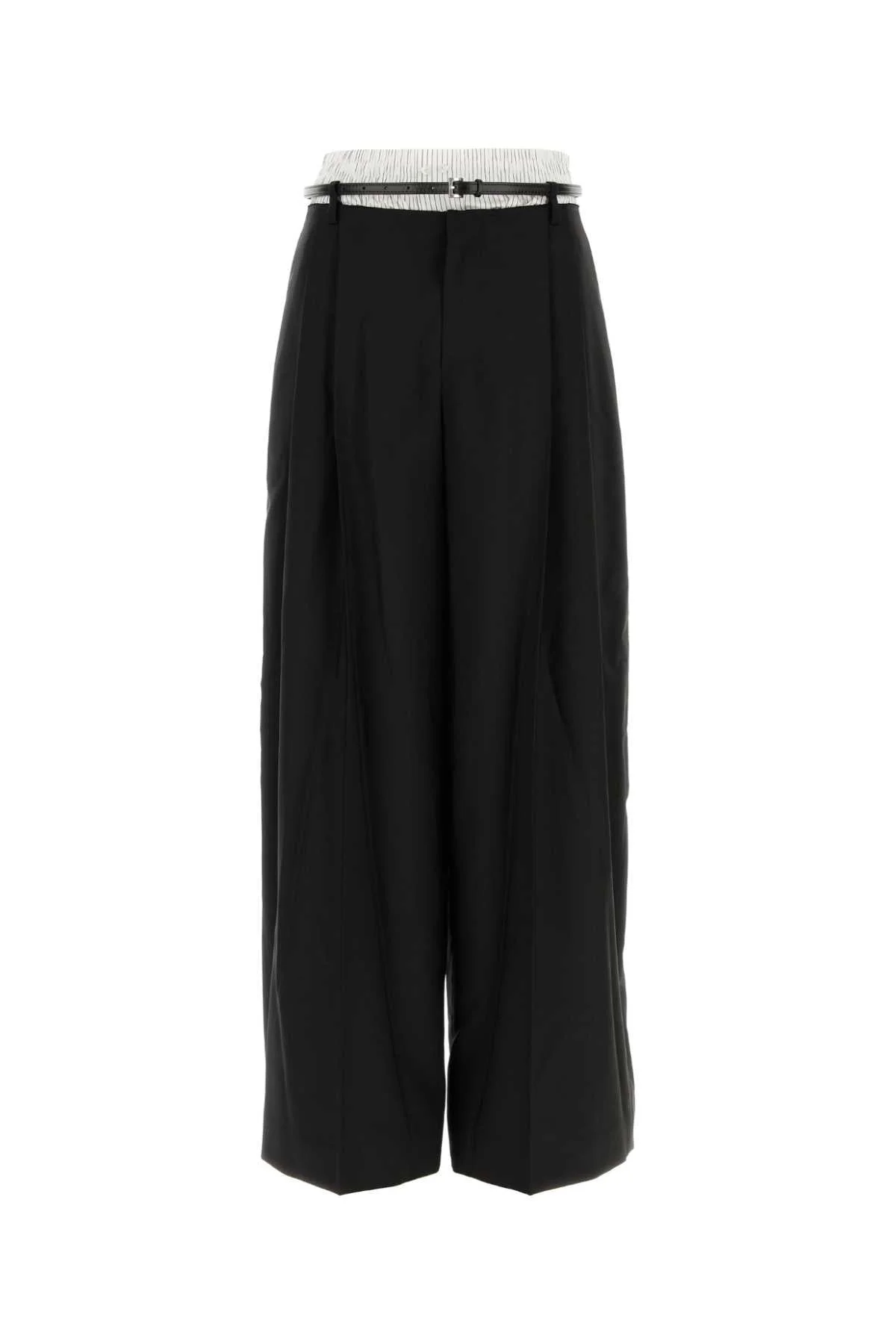 Alexander Wang Women Black Wool Blend Wide-Leg Pant - 1