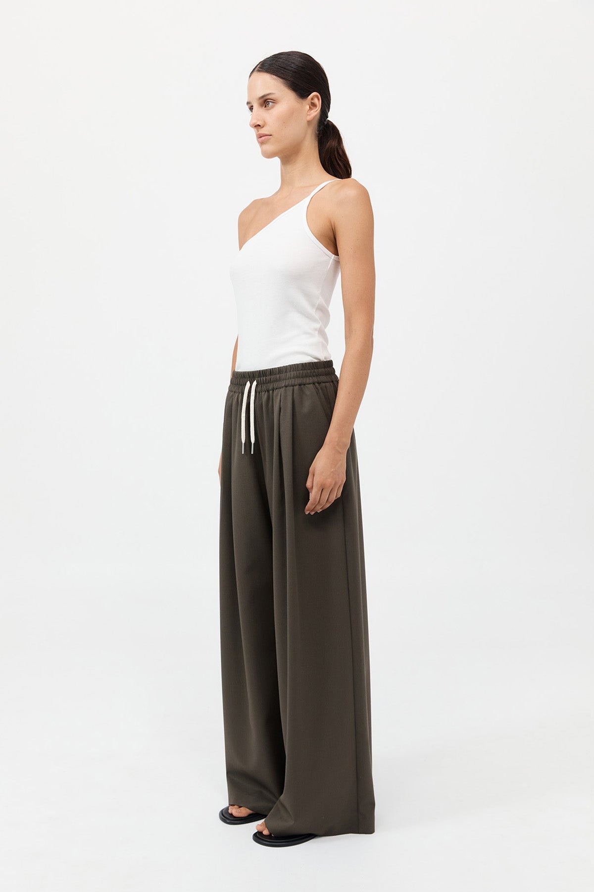 Wool Drawstring Pants - Tapenade - 4