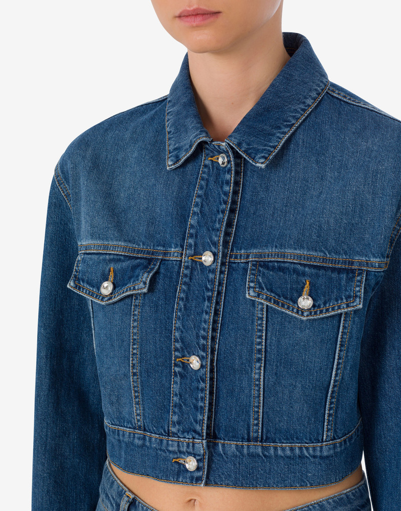 BLUE RING DENIM CROPPED JACKET 4