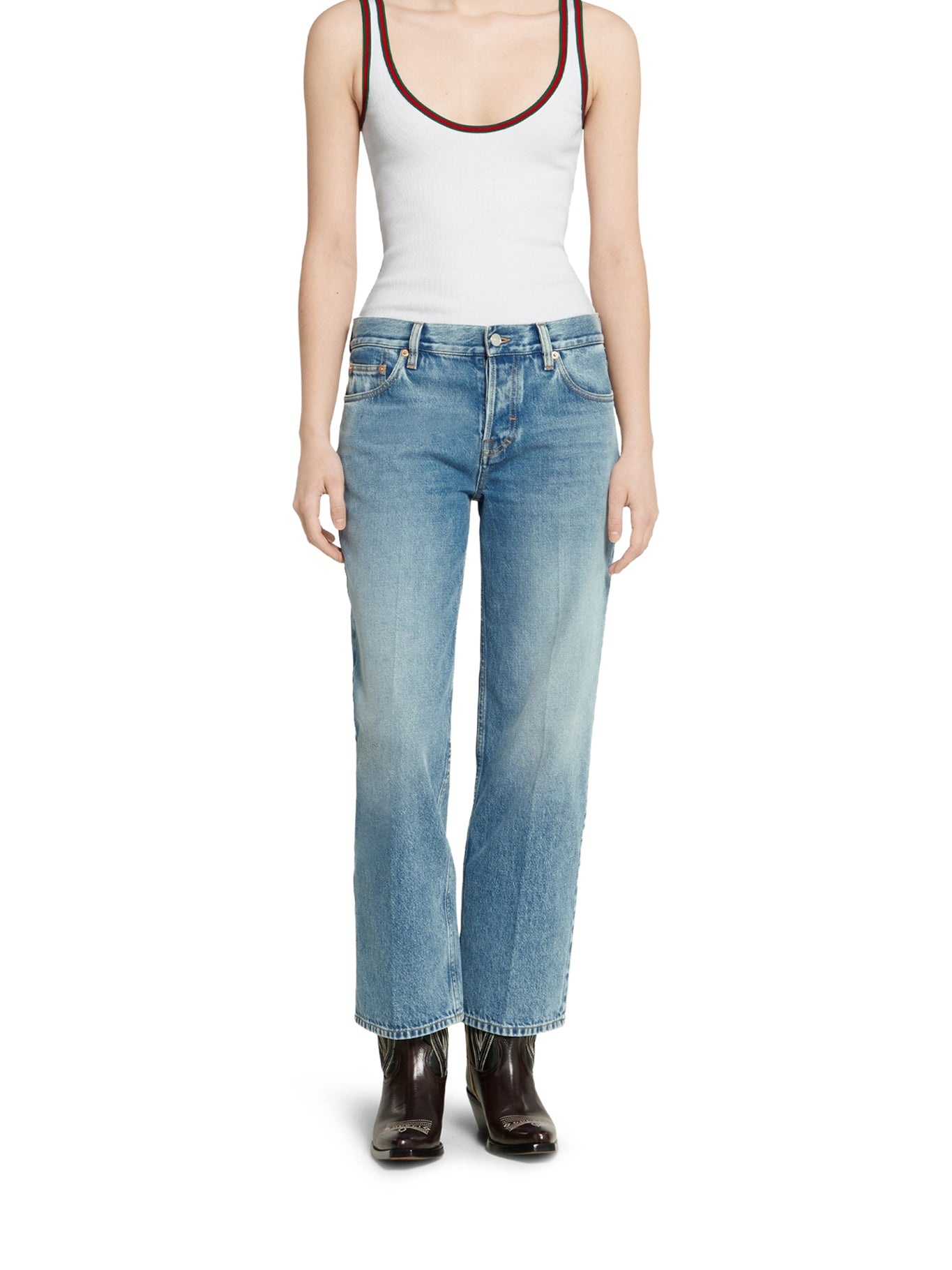 STRAIGHT CUT DENIM TROUSERS - 3