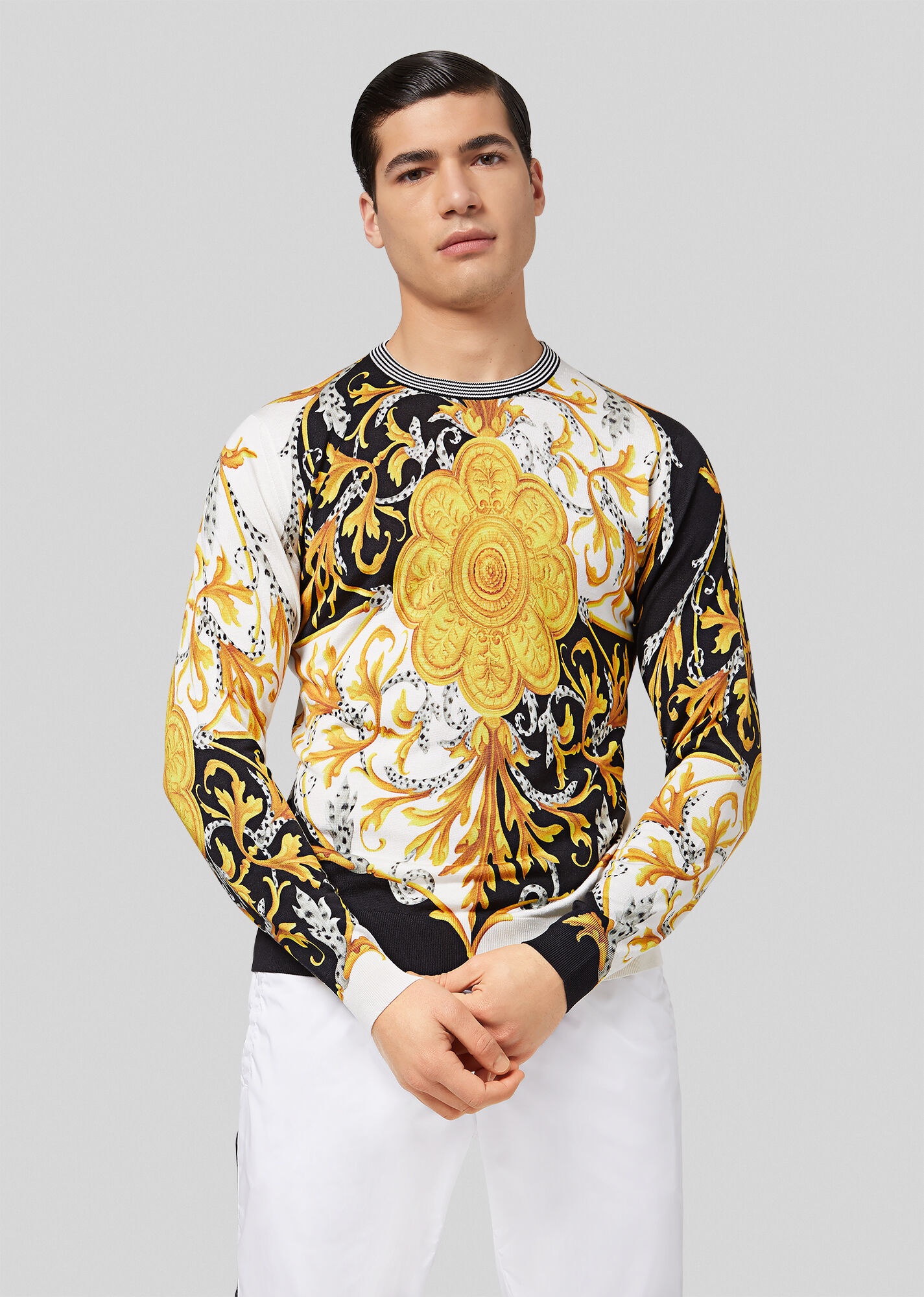 Barocco Acanthus Print Silk Sweater - 3