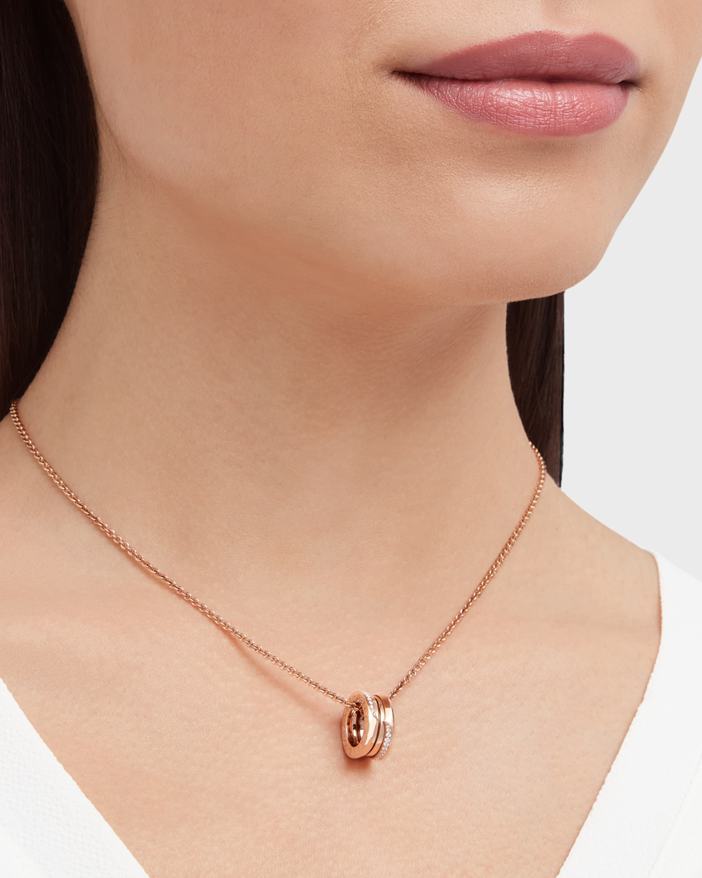 B.Zero1 Rose Gold Wave Diamond Pendant Necklace - 5