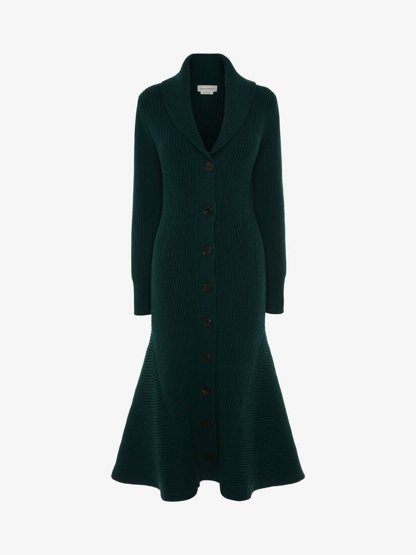 Shawl Collar Coat in Forest Green - 1