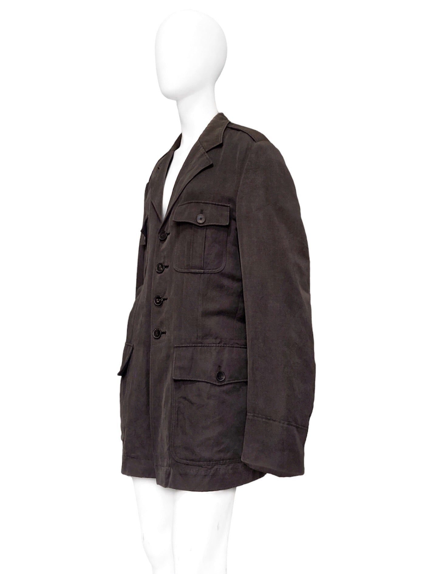 Gucci Spring 2003 Tom Ford Brown Military Jacket Coat 52 - 2