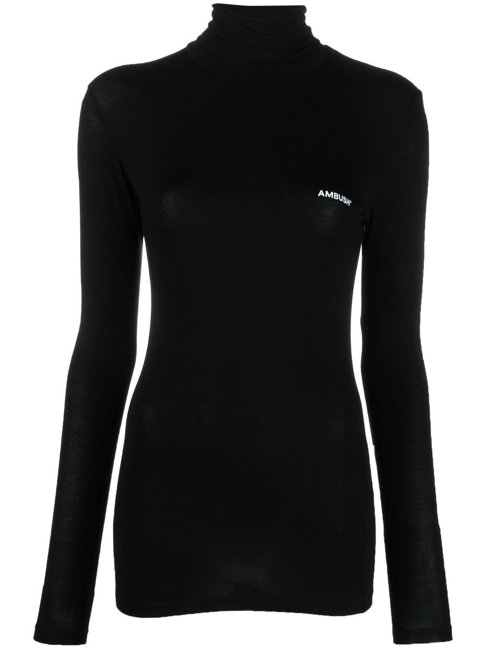 funnel neck long-sleeve T-shirt - 1
