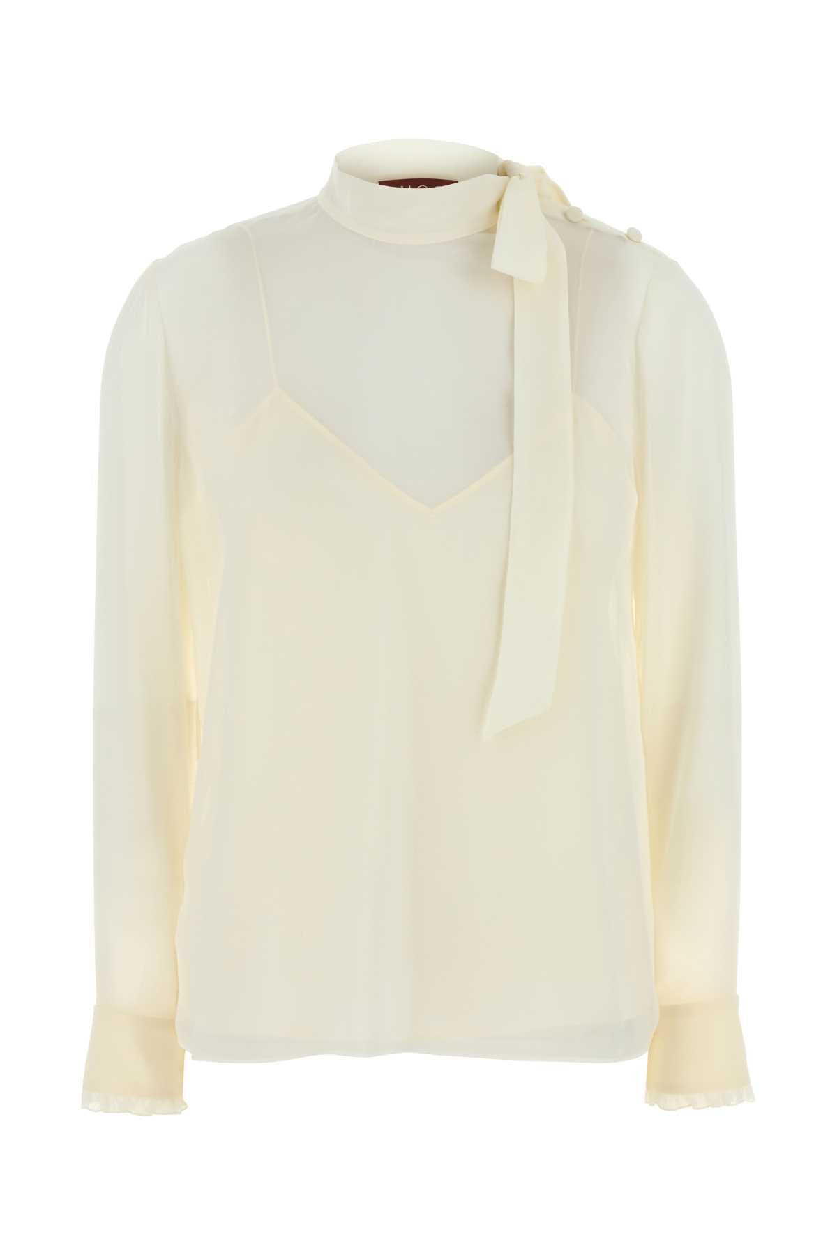 Gucci Women Ivory Crepe Blouse - 1
