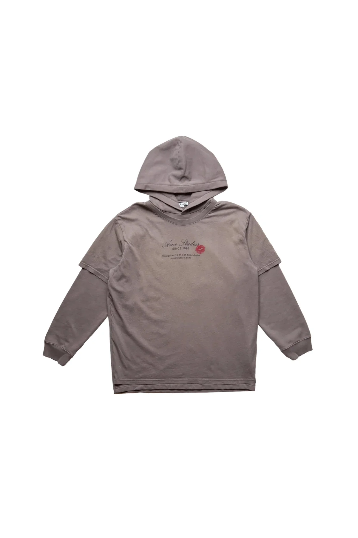 Acne Studios Business Card Layered Hoodie Grey - 1