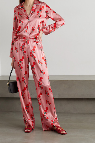 BERNADETTE Piped floral-print silk-blend satin pajama set outlook