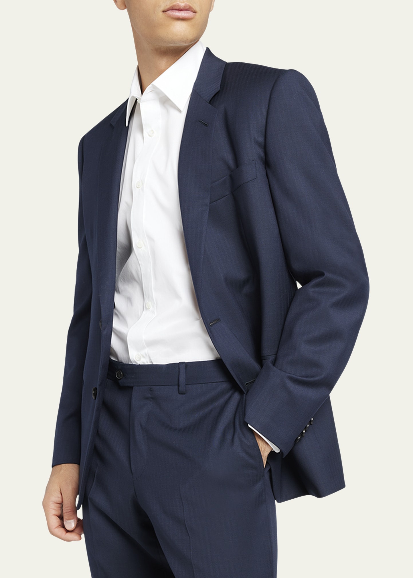 Men's Modern-Fit Wool Herringbone Suit - 4