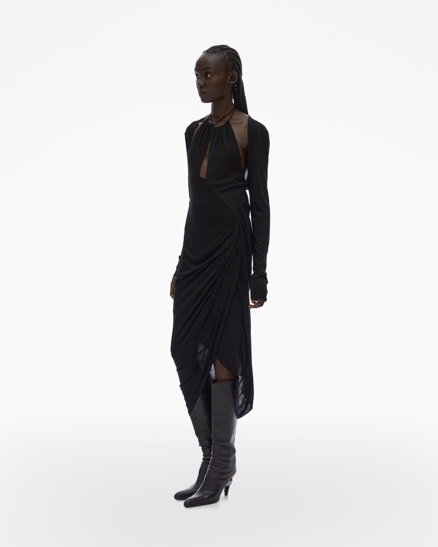 LONG-SLEEVE HALTER DRESS - 5