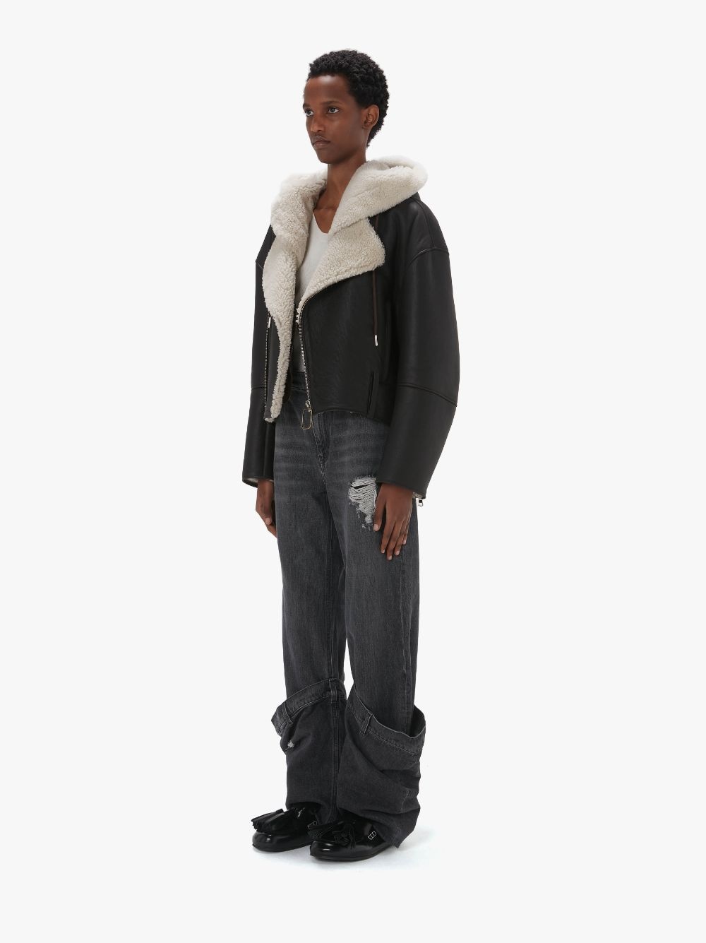 HOODED BIKER JACKET - 4
